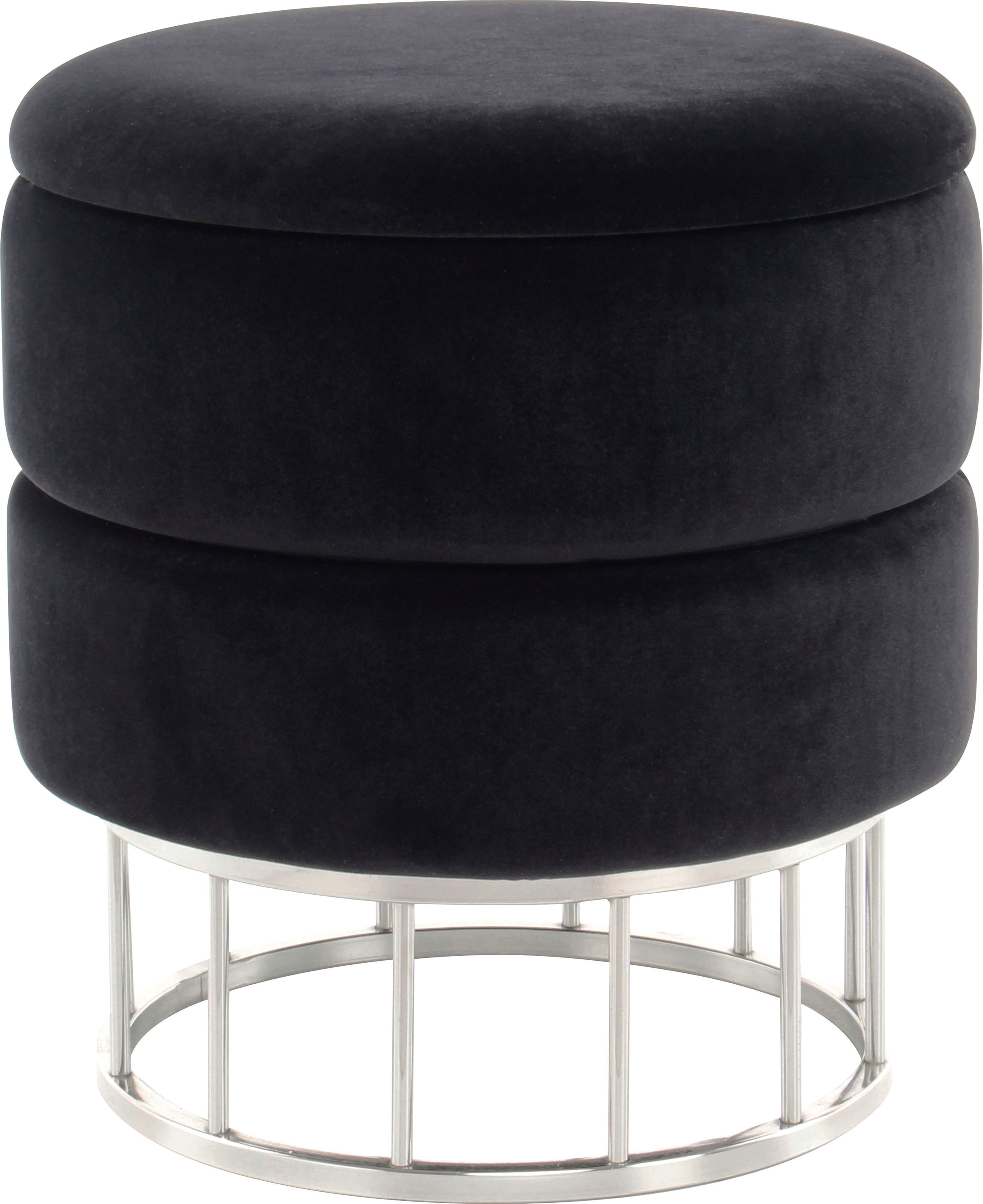 Kayoom Stauraumhocker »Hocker Zero 525, Sitzhocker mit Komfort,runde, moderne Form«, (1 St.), glamourös, elegant, mit Stauraum, Bezug aus samtweichem Stoff