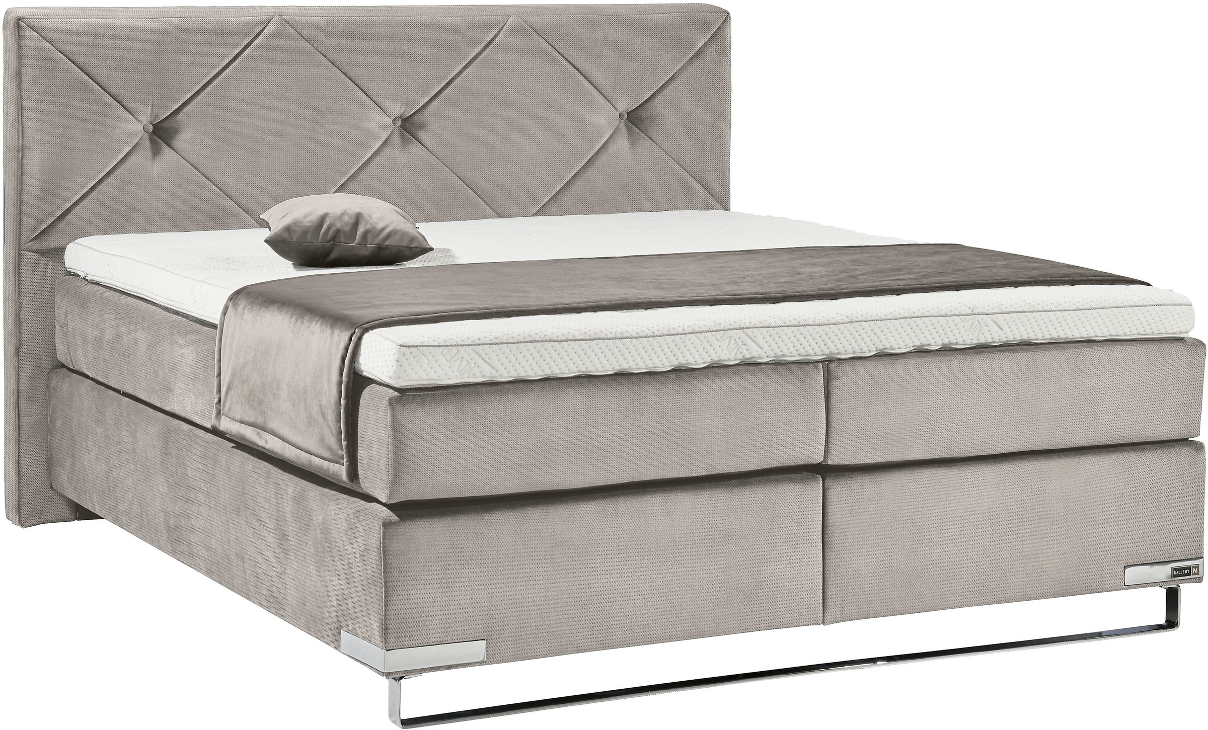 Musterring Boxspringbett »Dubai«, Kufe in Chrom, 3 Härtegrade, Kopfteil mit Knopfheftung