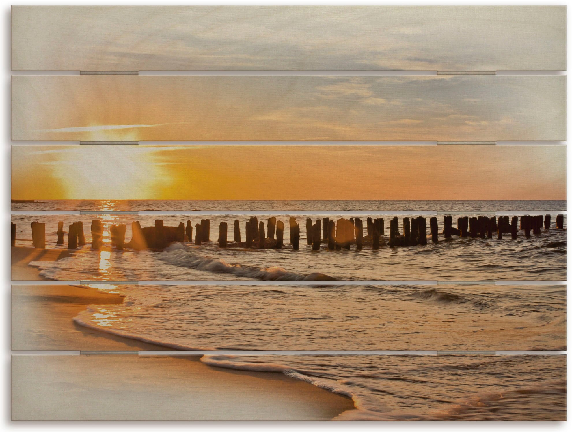 Sonnenuntergang Strandbilder, Artland St.) am »Schöner (1 | Strand«, bestellen Holzbild Jelmoli-Versand online