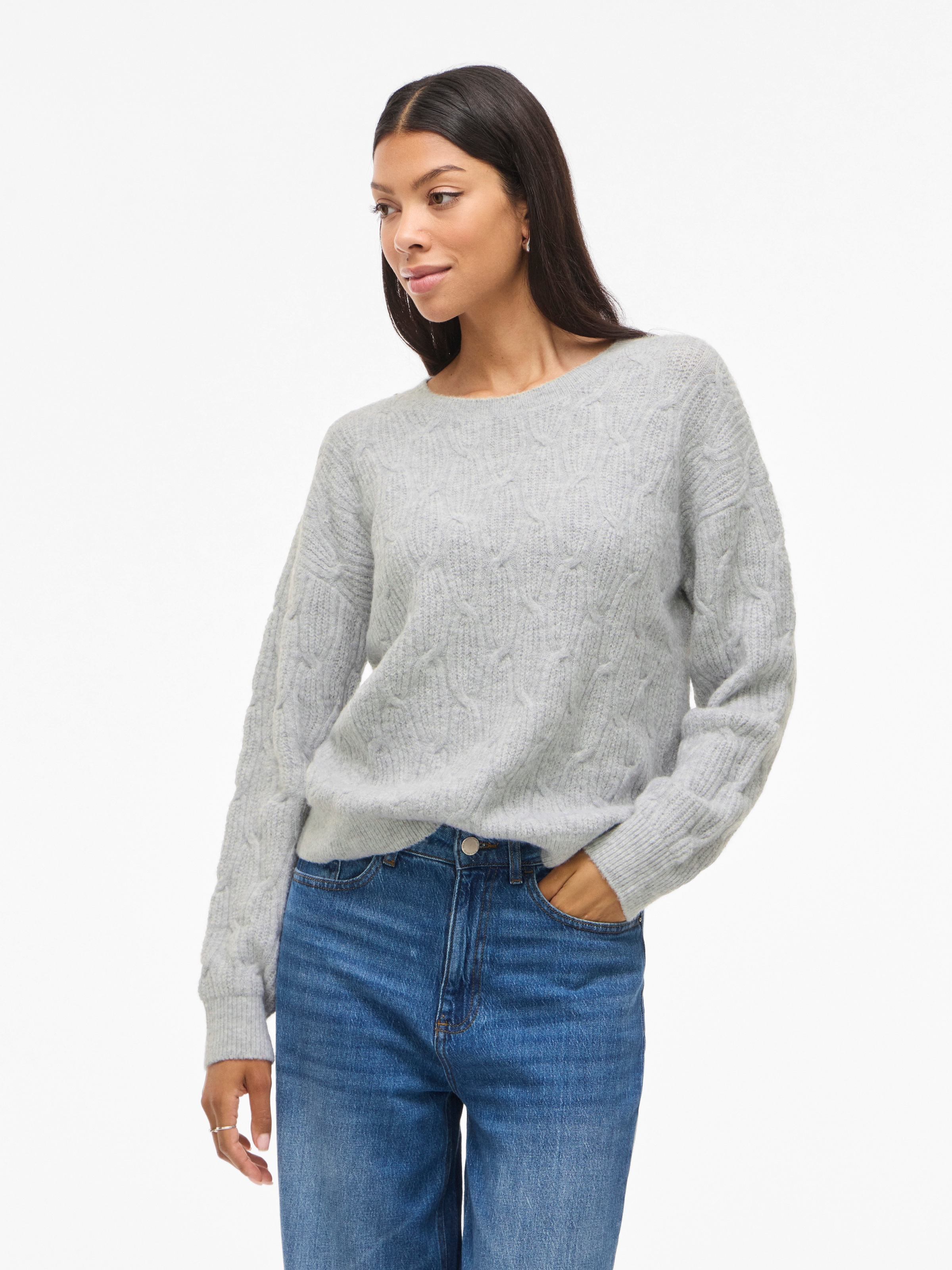 Vila Strickpullover »VILASSIA O-NECK L/S CABEL KNIT TOP -NOOS«