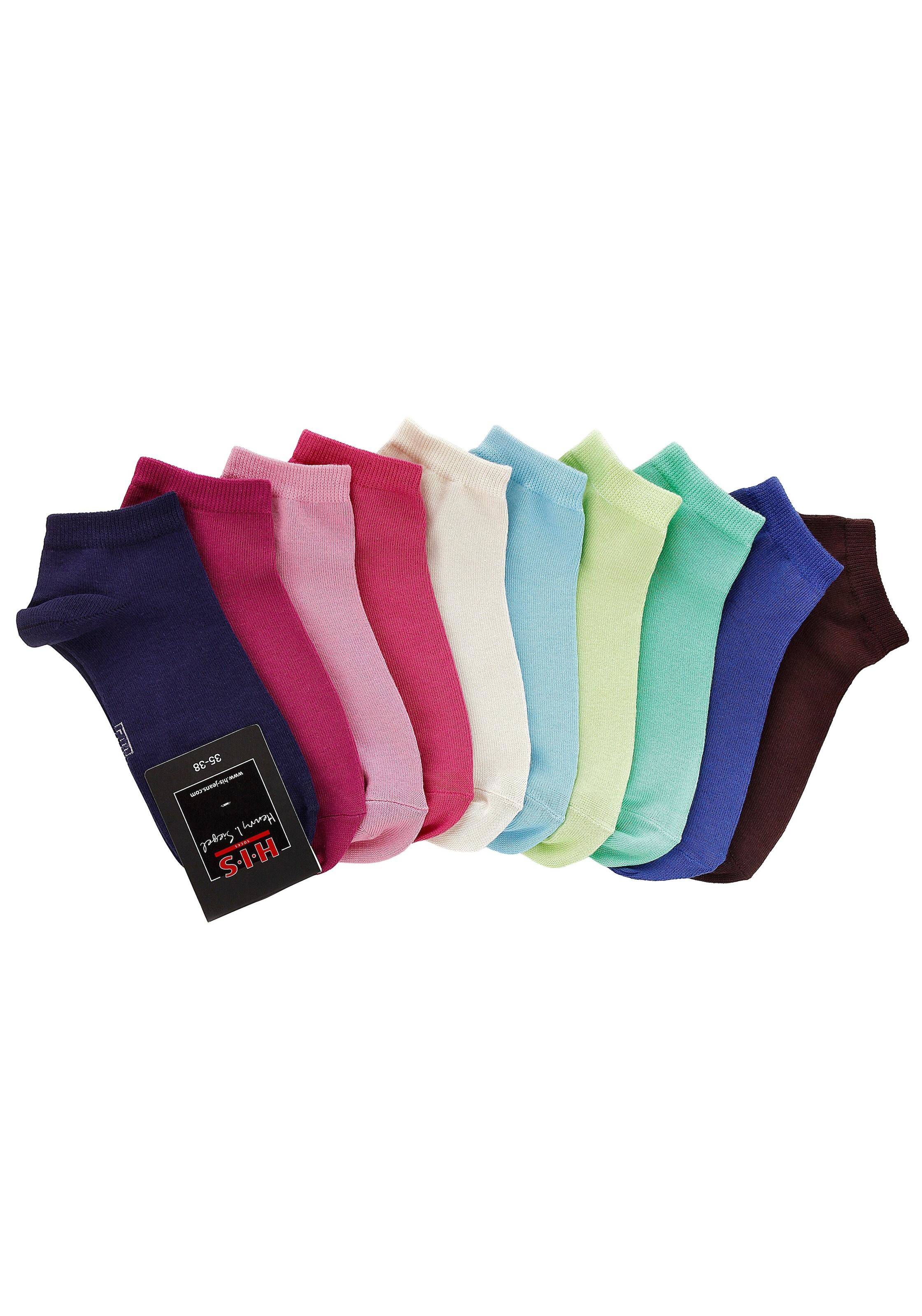 H.I.S Kurzsocken, (Packung, 10 Paar), mit verstärkter Ferse und Spitze