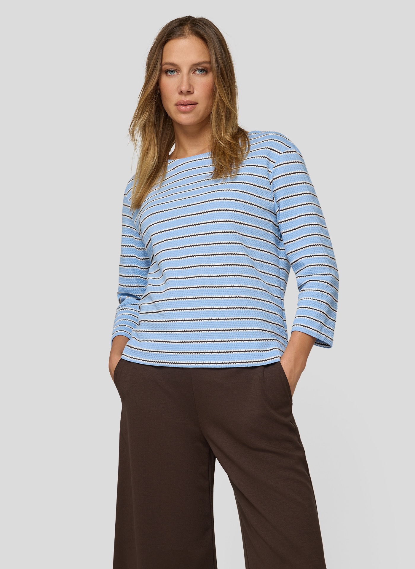 Rabe 3/4-Arm-Shirt Strick-Look und gestreift