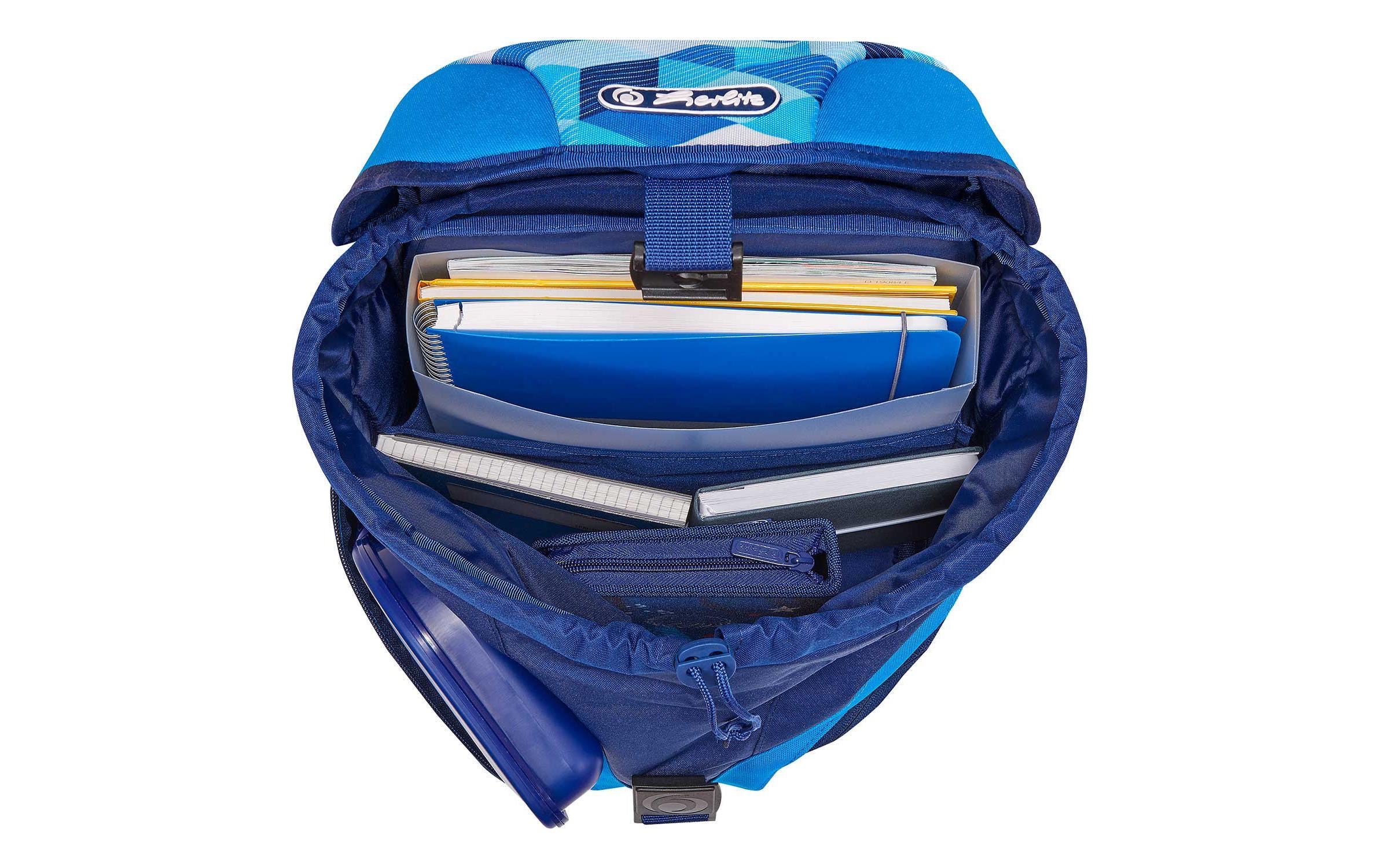 Herlitz Schulrucksack »Motion Plus Blue Cubes 4-teilig«