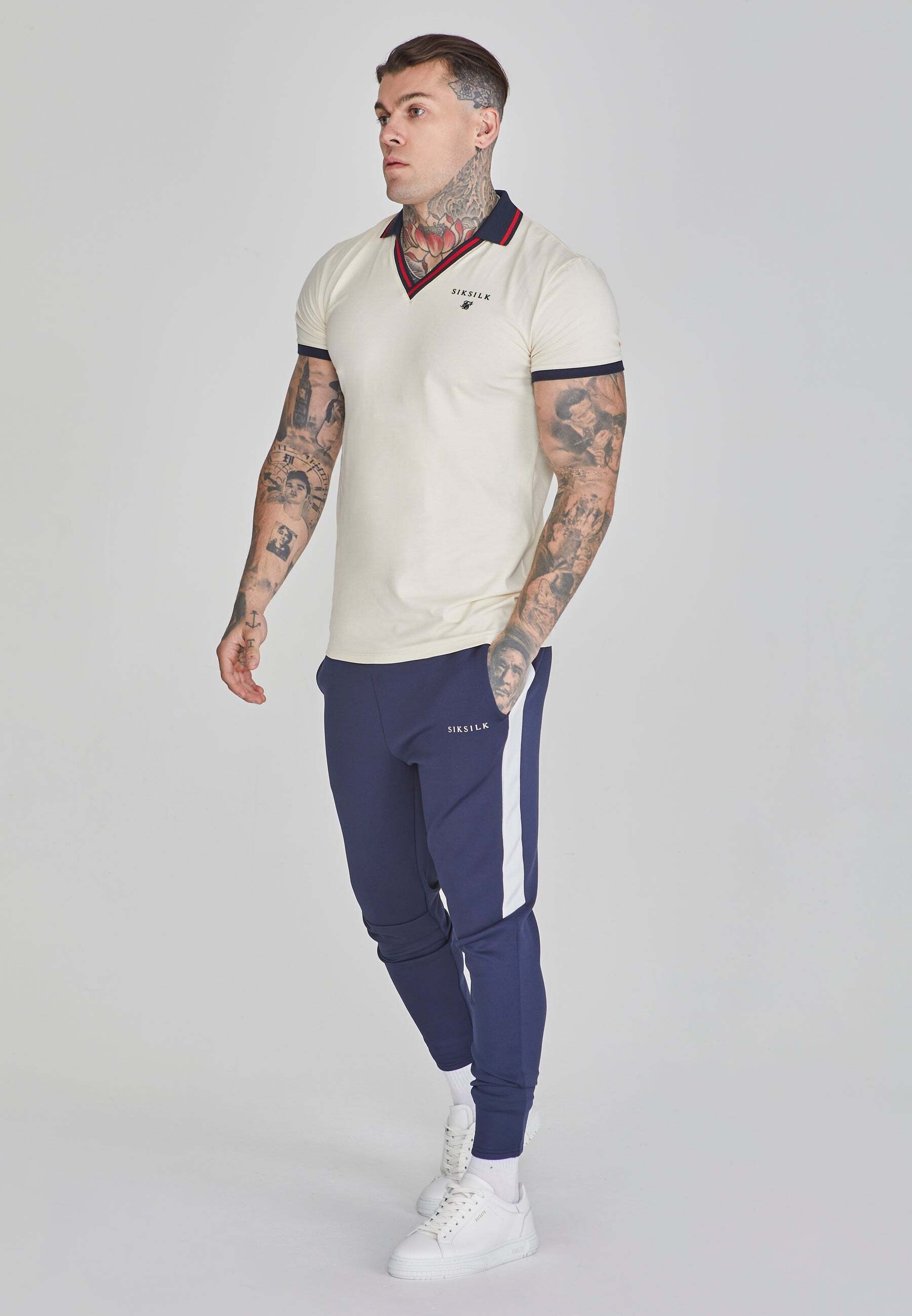 Siksilk Poloshirt »Siksilk Poloshirt Polo T-Shirt in Ecru«