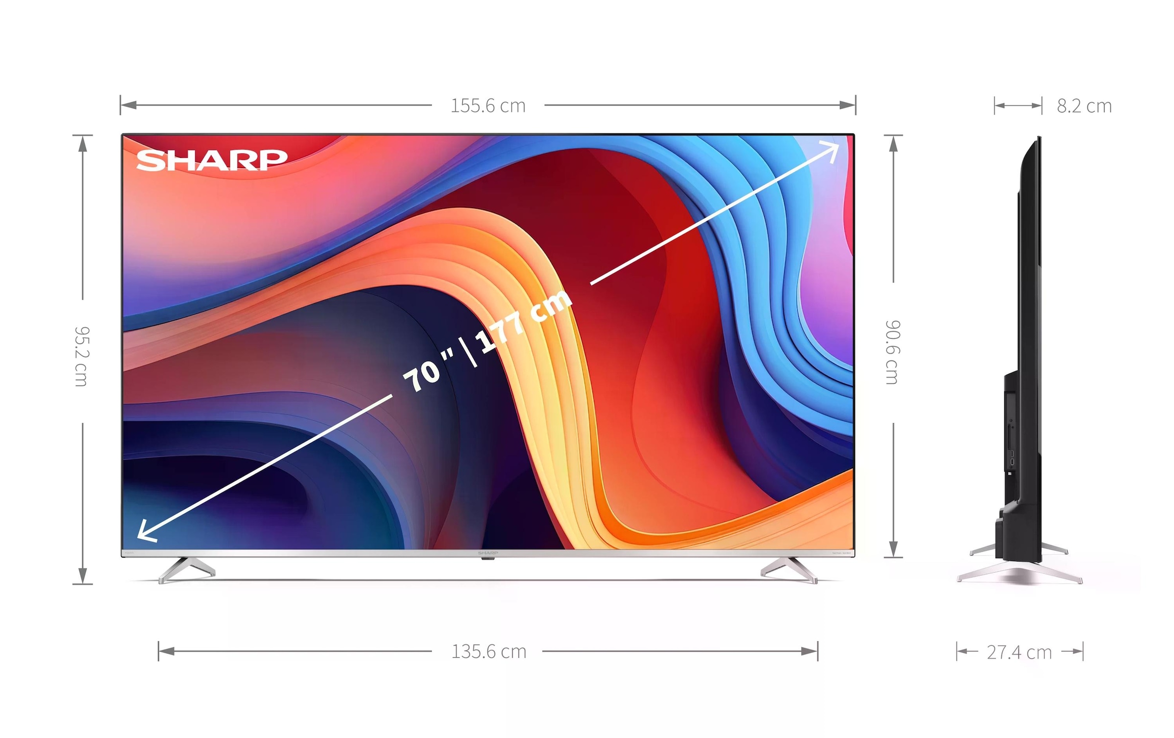 Sharp QLED-Fernseher »70GP6260E 70 3840 x 2160 (Ultra HD 4K) QLED«, 4K Ultra HD