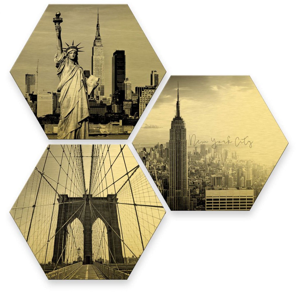Wall-Art Mehrteilige Bilder »Goldfarbeneffekt New York Stadt Set«, (Set, 3  St.) online kaufen | Jelmoli-Versand | Bilder