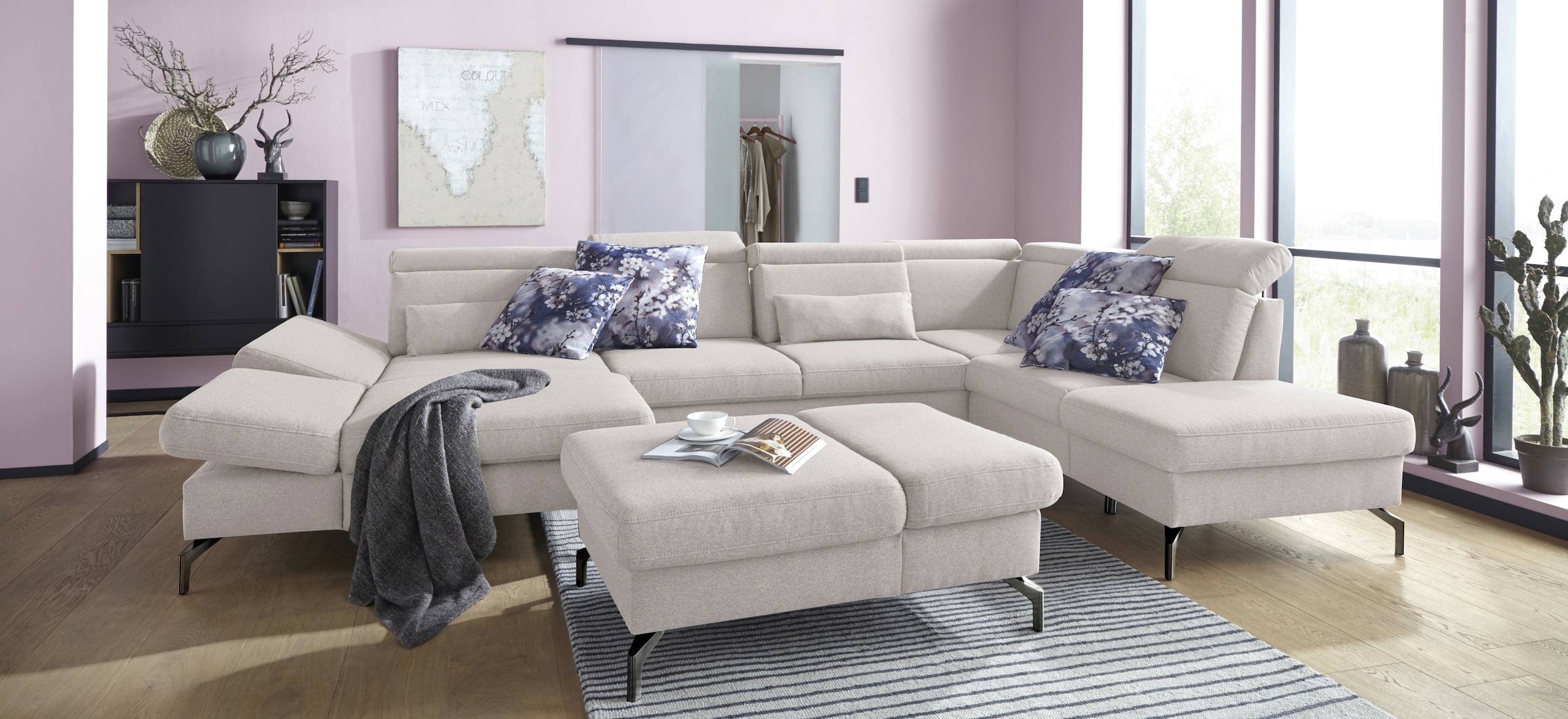 sit&more Hocker »Brisbane«, Fusshöhe 15 cm, mit Federkern und Klappfunktion