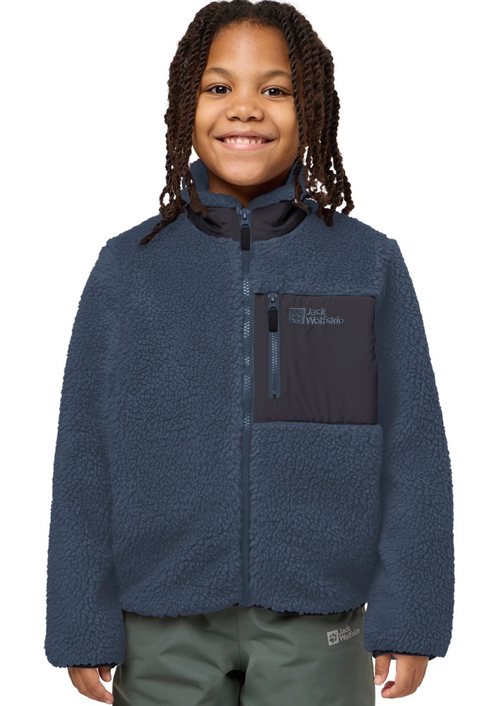 Jack Wolfskin, Unisex, »ICE CURL JACKET K« Wärmend, winddicht, Übergangsjacke für Kinder, midnight sky, 164, Fleecejacke von Jack Wolfskin