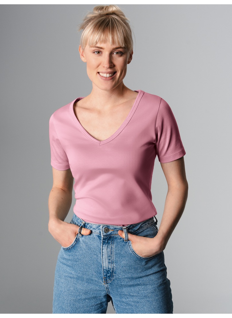 Trigema T-Shirt »TRIGEMA V-Shirt aus Baumwolle/Elastan« 1 Stk.