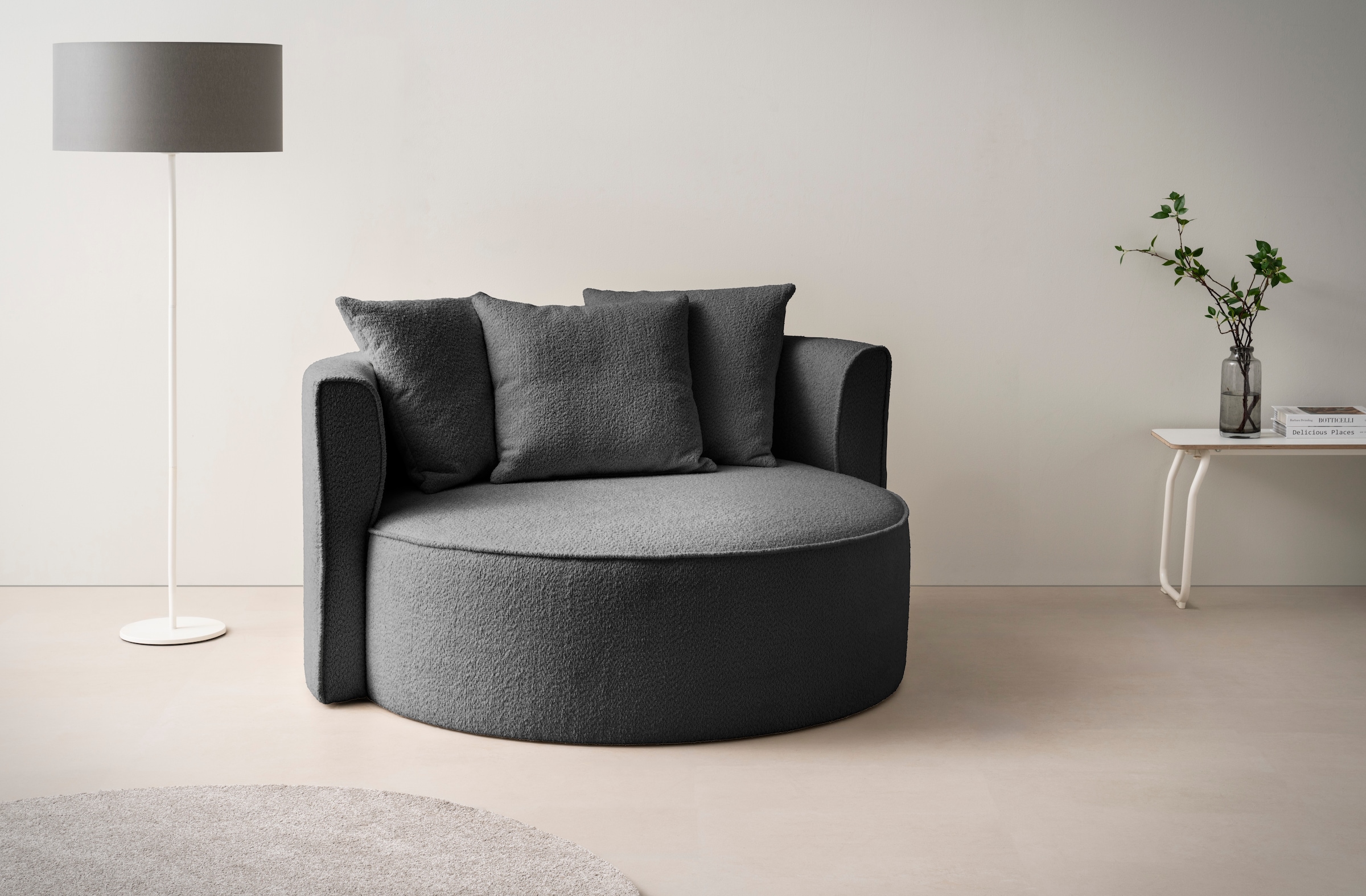 LeGer Home by Lena Gercke XXL-Sessel »Isalie, Sessel in modernen Farben, Lesesessel, Loveseat, Big-Sessel«, trendige Stoffe, mit 3 Zierkissen, grosse Sitzfläche, Hocker optional