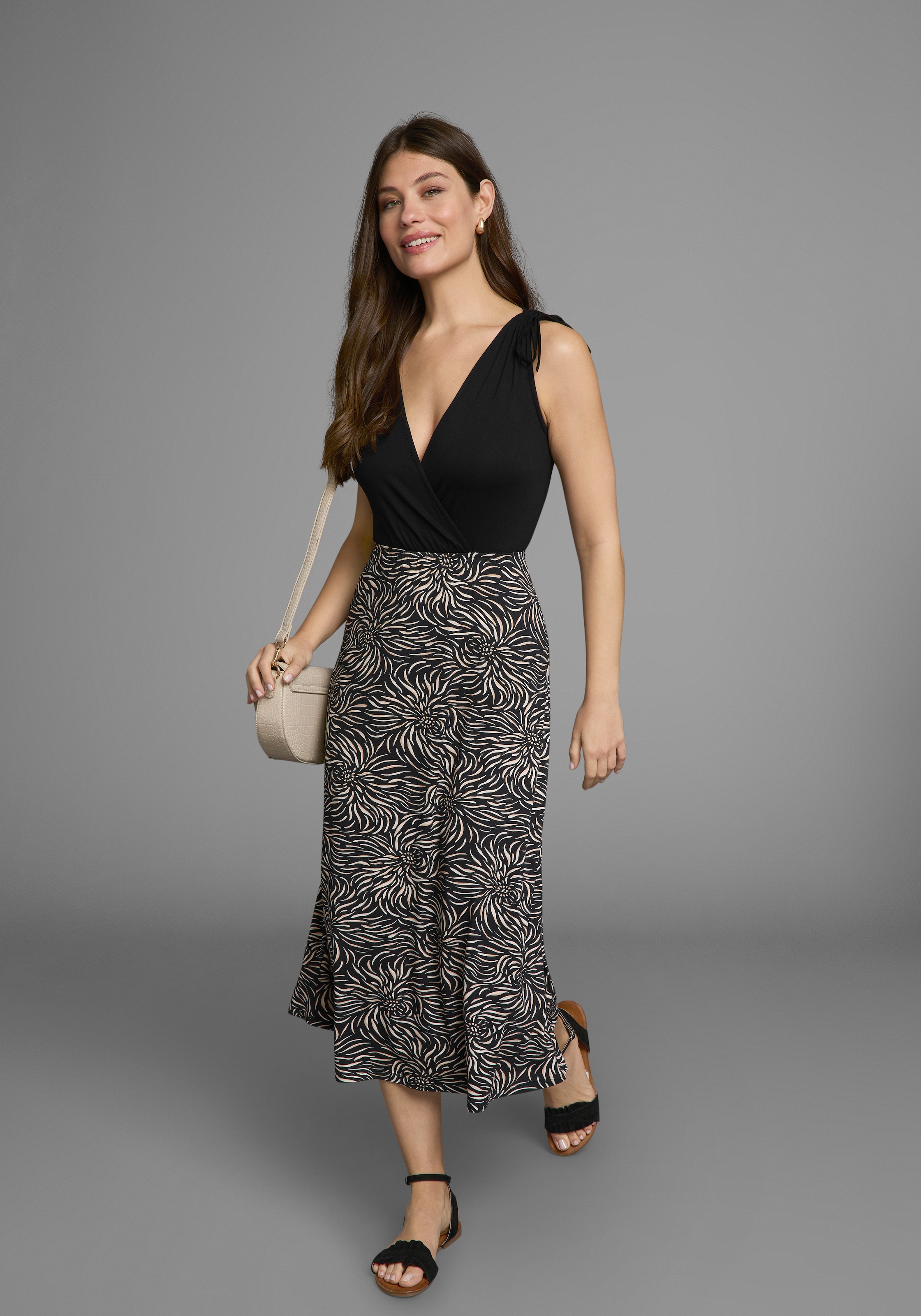 Laura Scott Midikleid, in 2in1-Optik, Oberteil in Wickeloptik & Raffung - NEUE KOLLEKTION