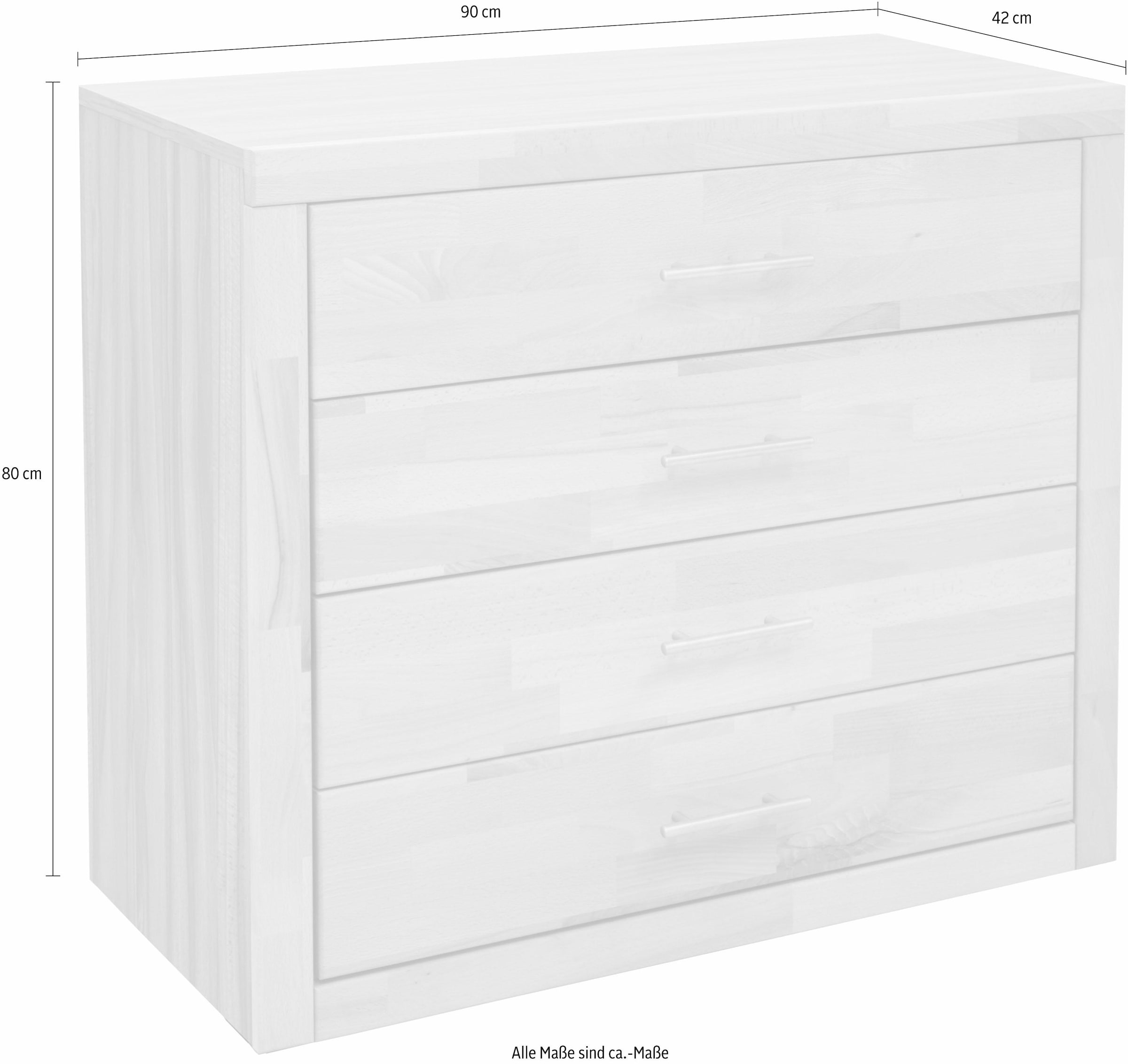 Home affaire Schubkastenkommode »Triest«, mit 4 Schubladen, Breite 90 cm