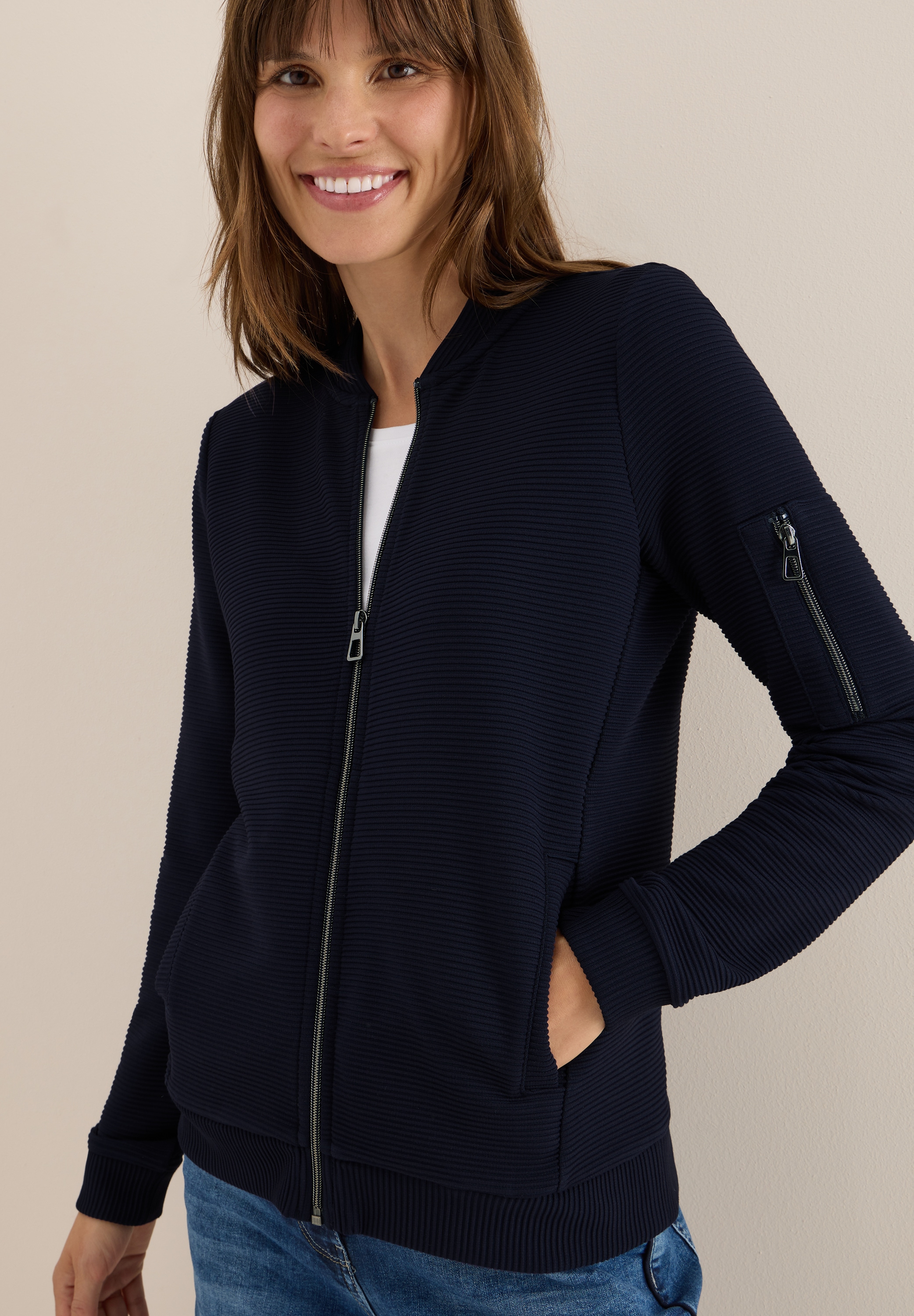 Cecil Blouson, mit Reissverschluss, im Ottoman-Look