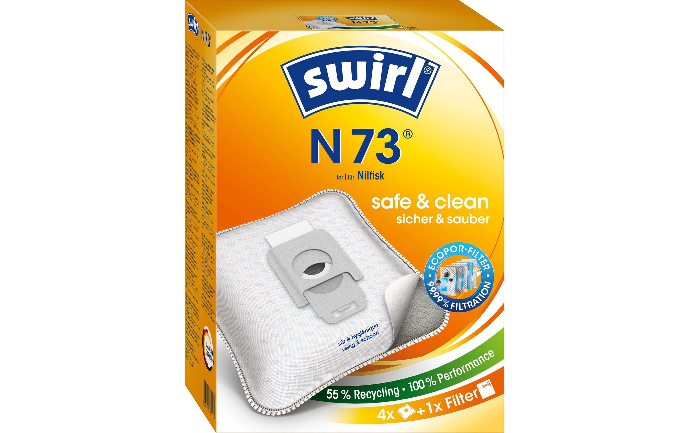 Swirl Staubsaugerbeutel »N 73 4 Stück«, (4 St.)