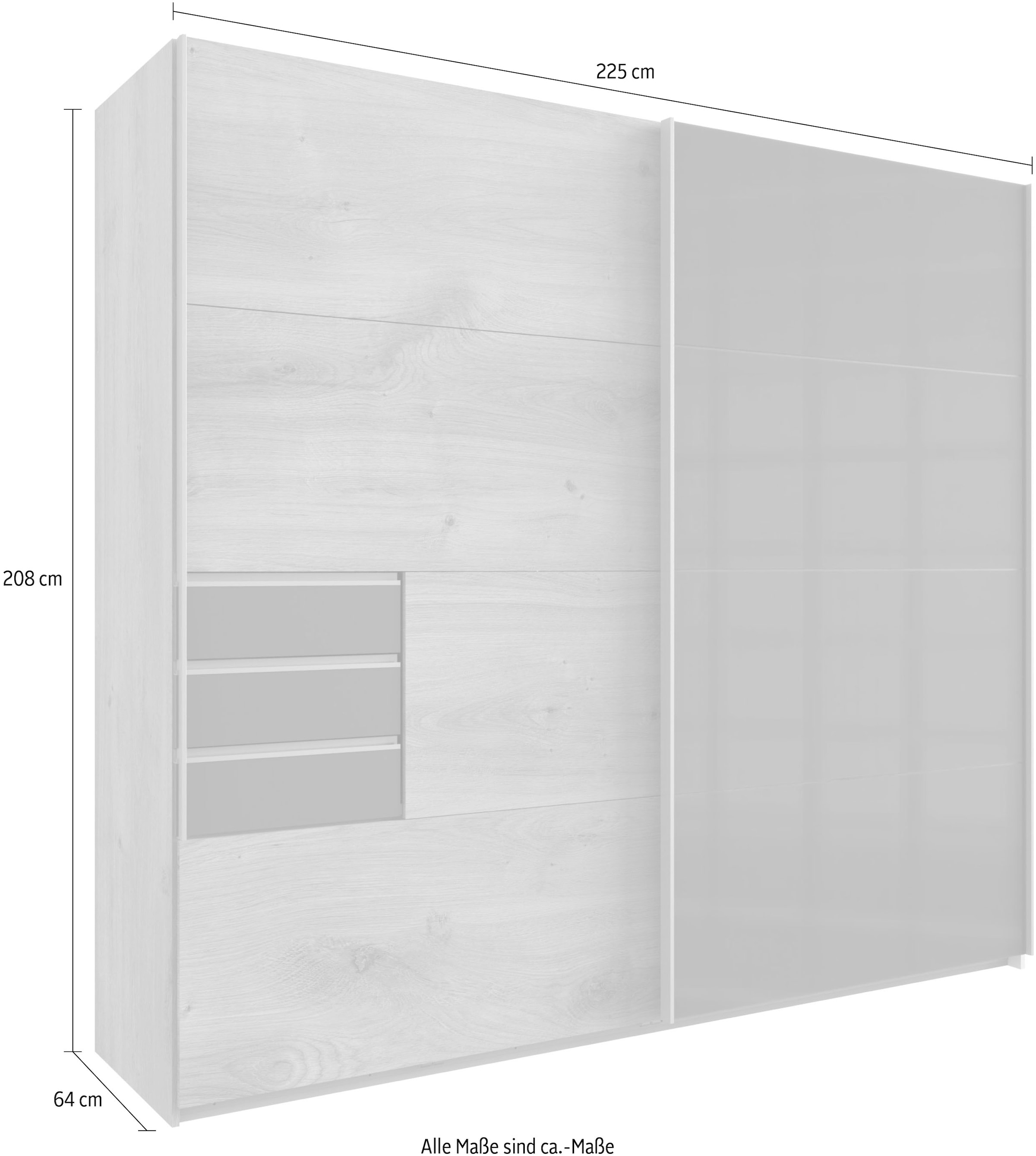 Wimex Schwebetürenschrank »Saigon«, mit Glaselementen, 2 Türen, 225cm breit