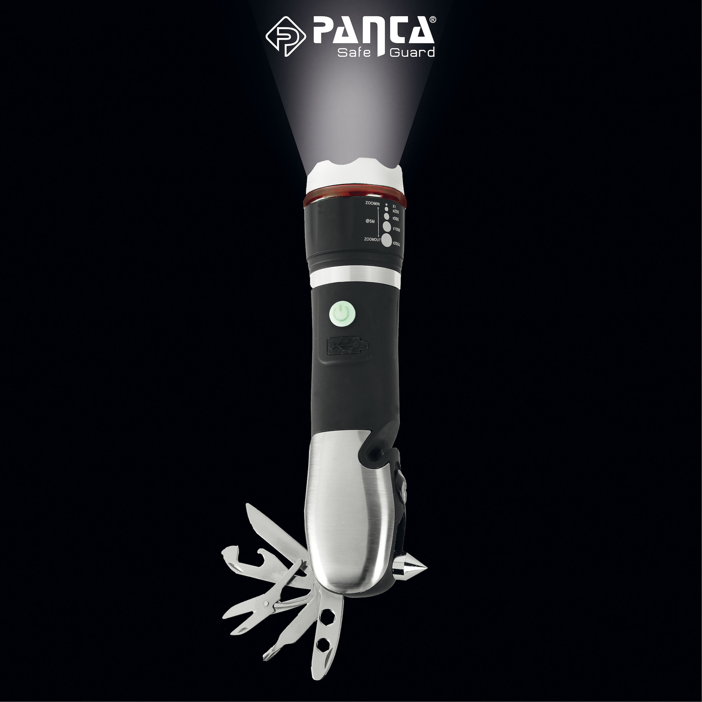 MediaShop LED Taschenlampe »Panta Safe Guard«, (Set mit 2 Stück), per USB aufladbar, Lichtkegel stufenlos einstellbar, 3 Lichtmodi