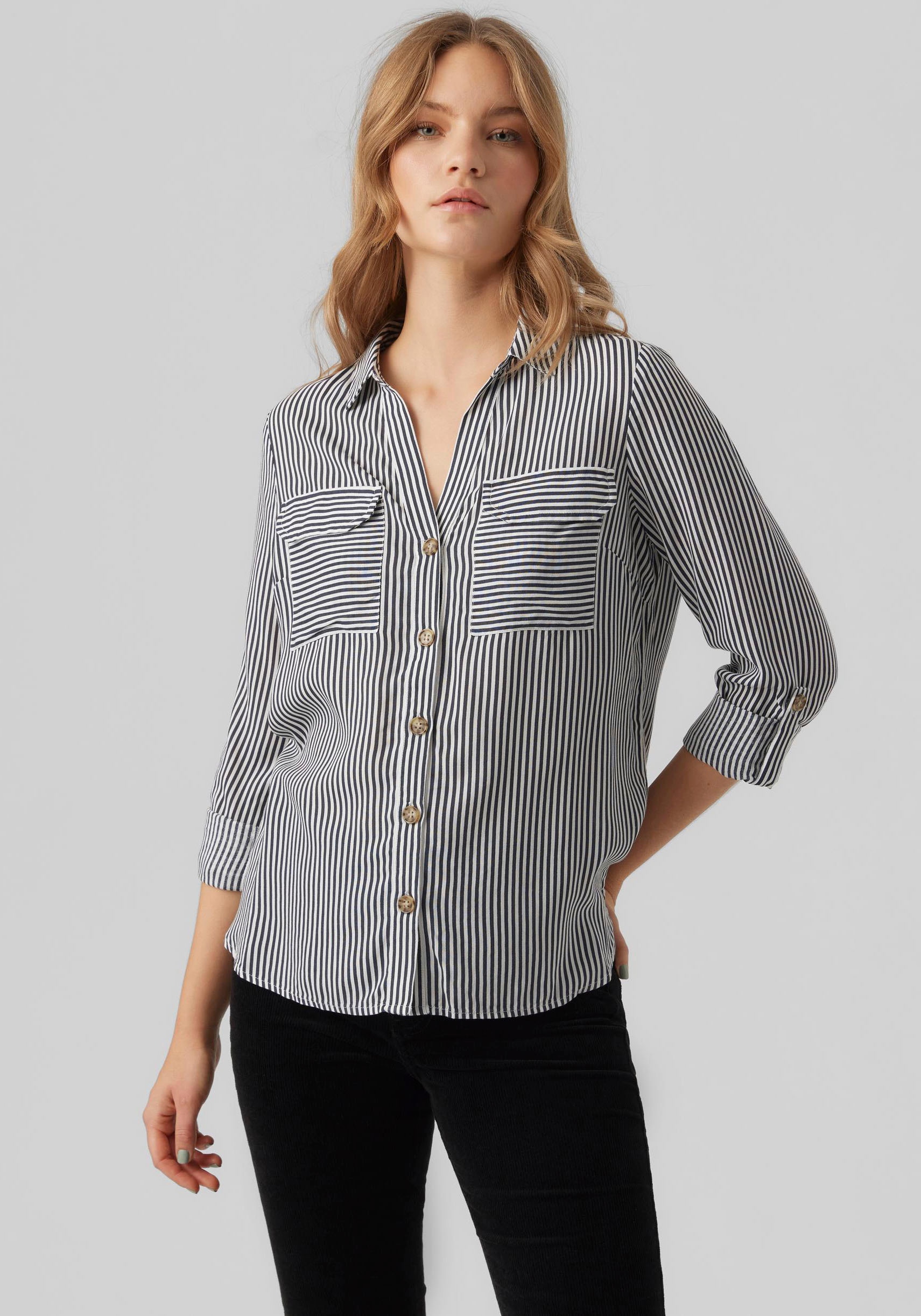 Vero Moda Hemdbluse »VMBUMPY L/S SHIRT NEW WVN GA NOOS« Viskose, regular fit
