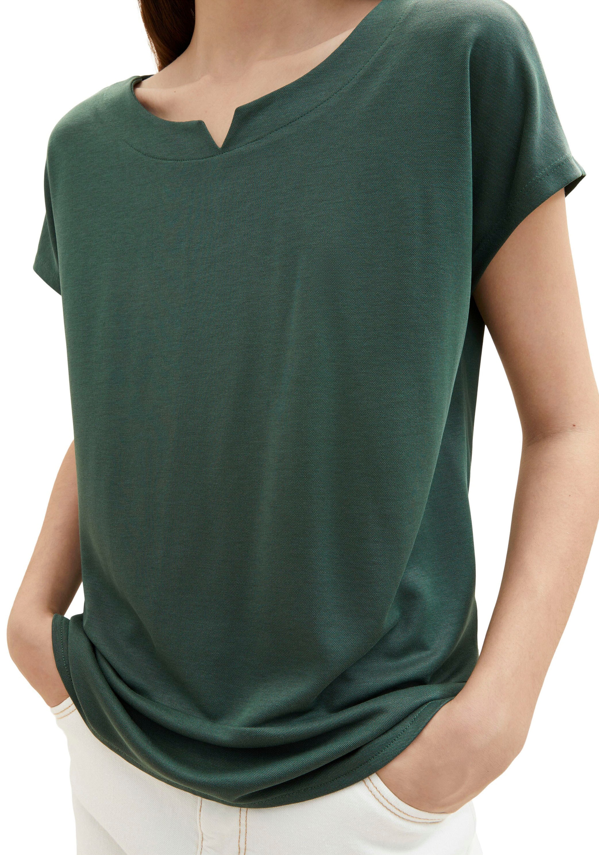 TOM TAILOR T-Shirt, Jelmoli-Versand Schweiz online bei raffiniertem Ausschnittschlitz kaufen mit