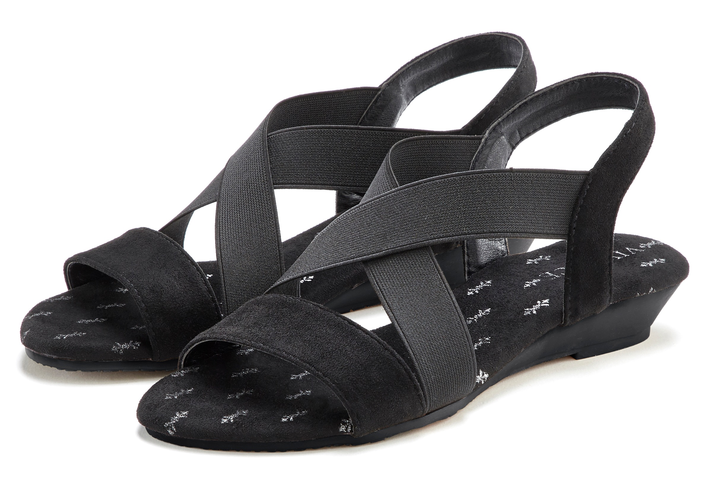 Vivance Sandalette »Sommerschuh« Sandale, Sommerschuh mit elastischen Riemchen und Keilabsatz VEGAN