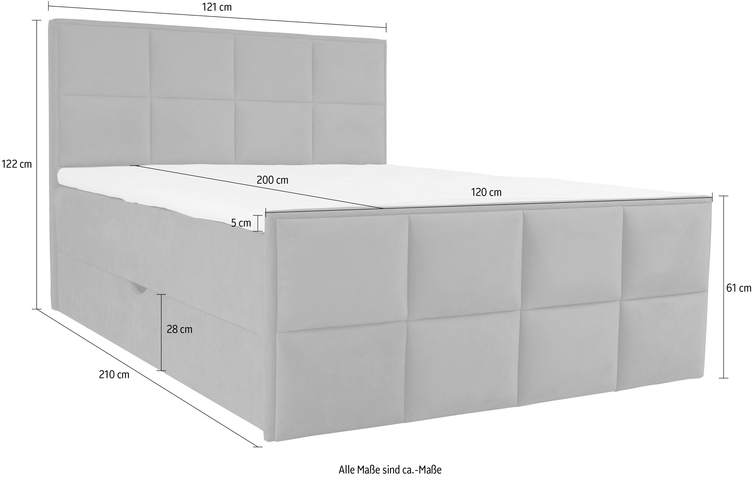 Leonique Boxspringbett »Timeo«, in den Breiten 120,140,160 & 180 cm erhältlich