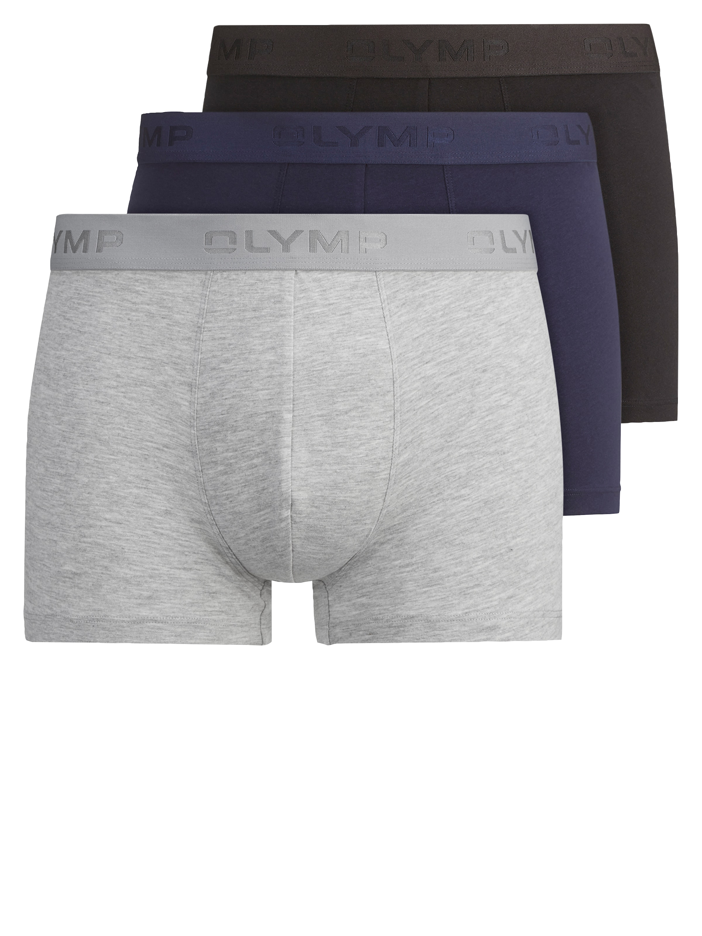 OLYMP Boxershorts Packung, 3er, 3 Stk. tlg., mit bedrucktem Markenlogo am Bund