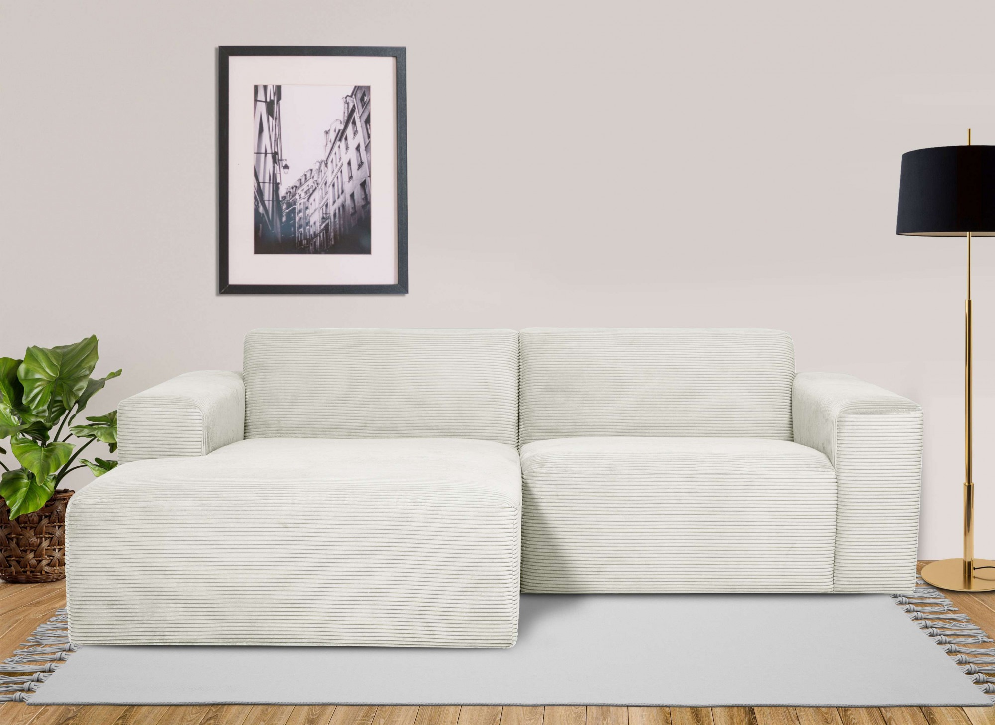 INOSIGN Ecksofa »Koa,228cm, L-Form, Modulsofa, Webstoff, Cord«, Designsofa, weicher Lounge-Sitzkomfort, Welleunterfederung, bodentief