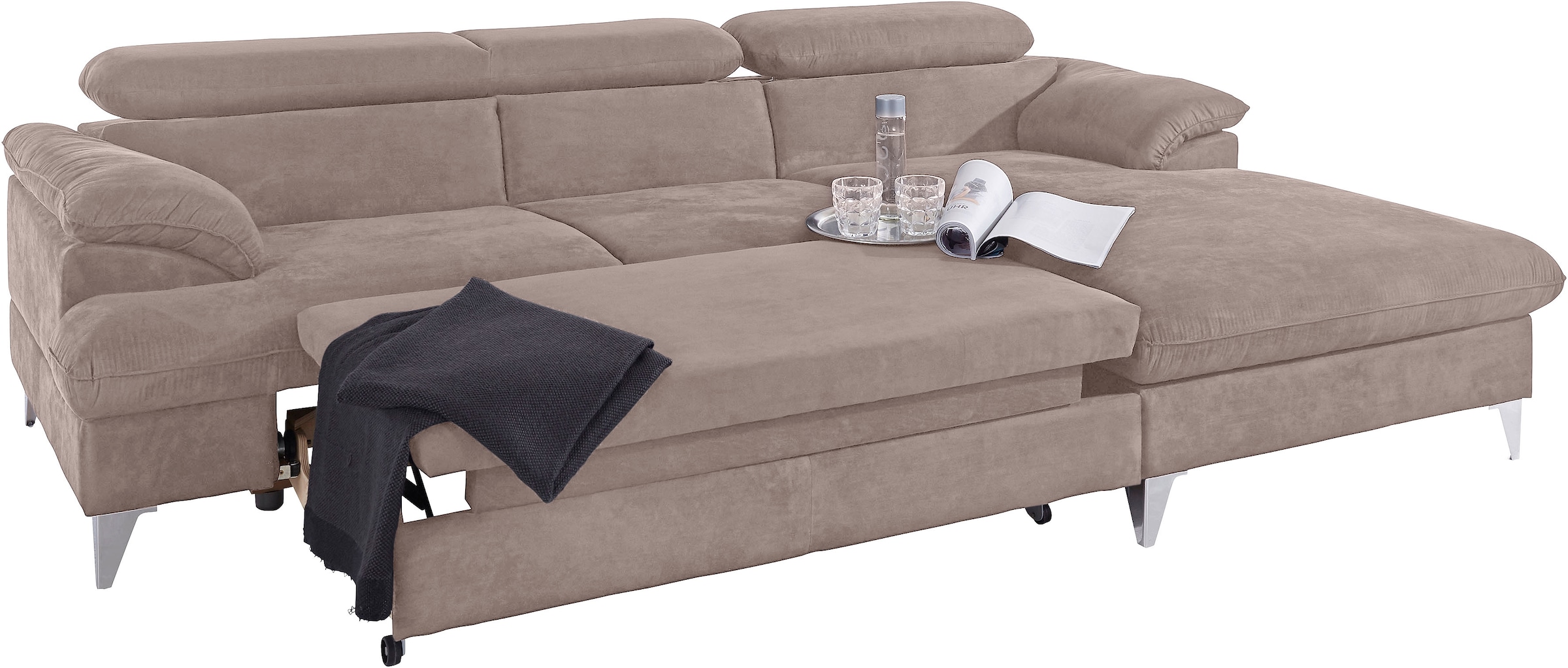COTTA Ecksofa »Caluso L-Form«, inklusive Kopfteilverstellung, wahlweise mit Bettfunktion