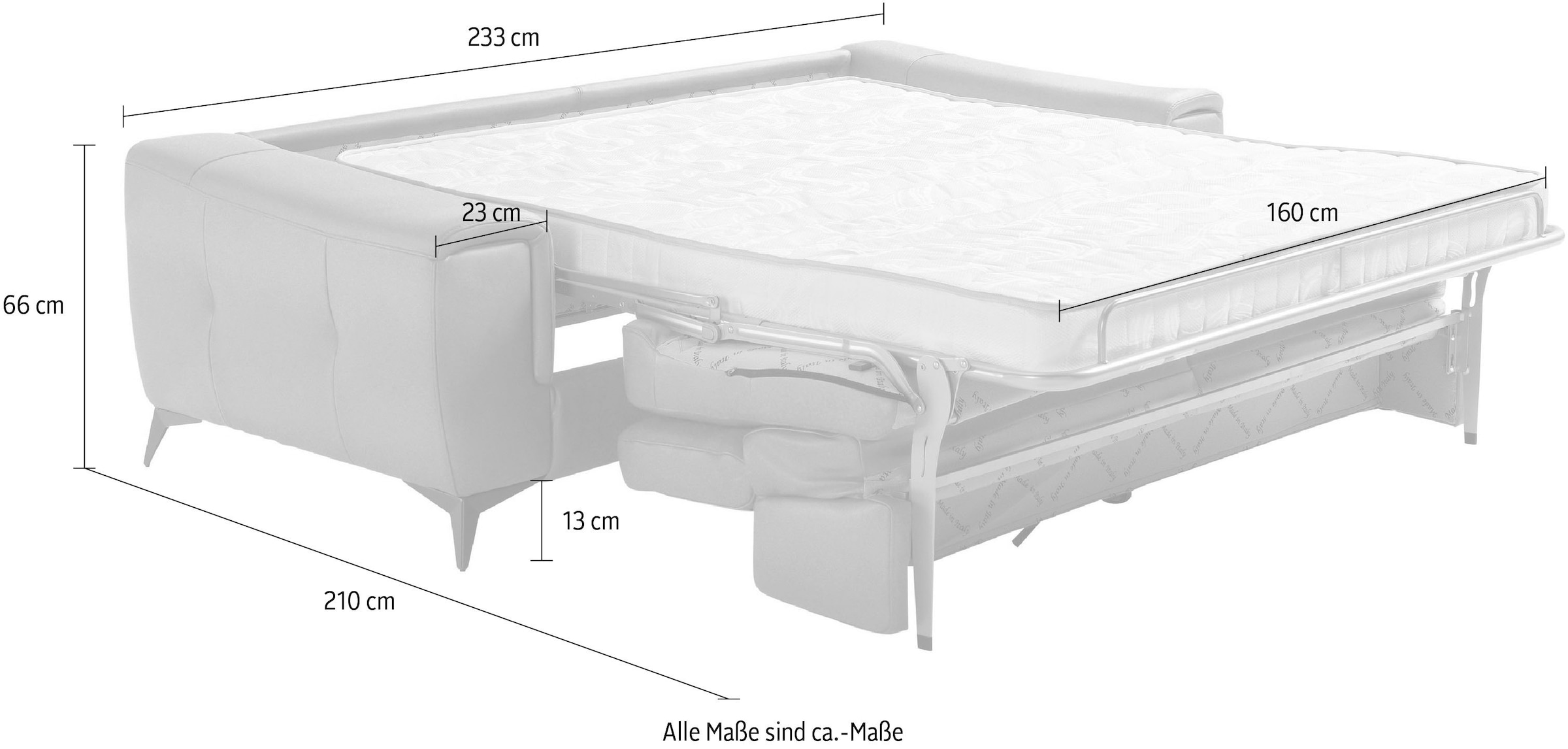 Egoitaliano Schlafsofa »Francine Designsofa, Loungesofa mit Dauerschlaffunktion, Breite 233 cm«, mit Bettfunktion, Leder BULL, türkis, Fussfarbe chrom