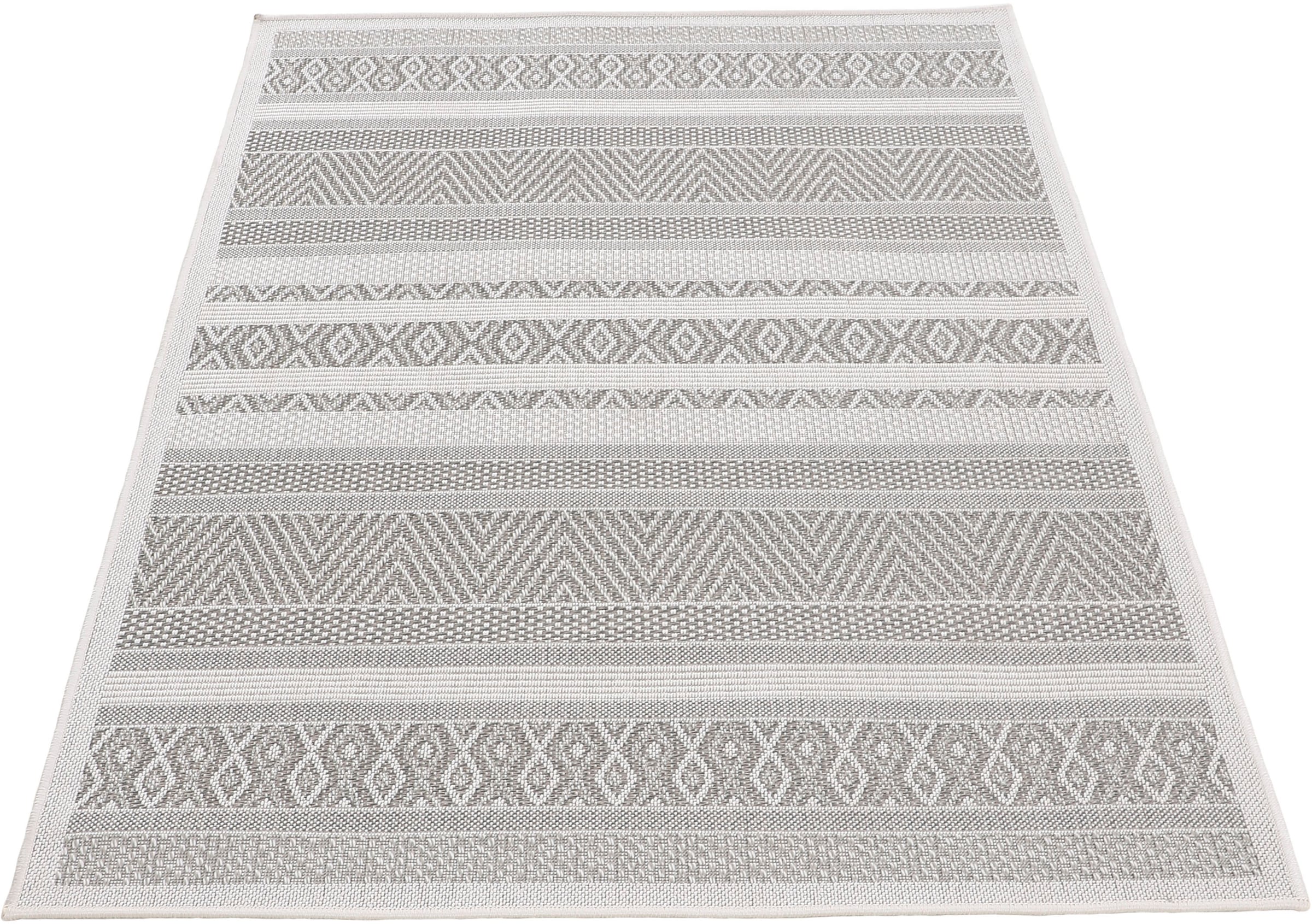carpetfine Teppich »Boho 101«, rechteckig, 4 mm Höhe, robustes Flachgewebe, Sisal Optik, UV-beständig, Aussenbereich