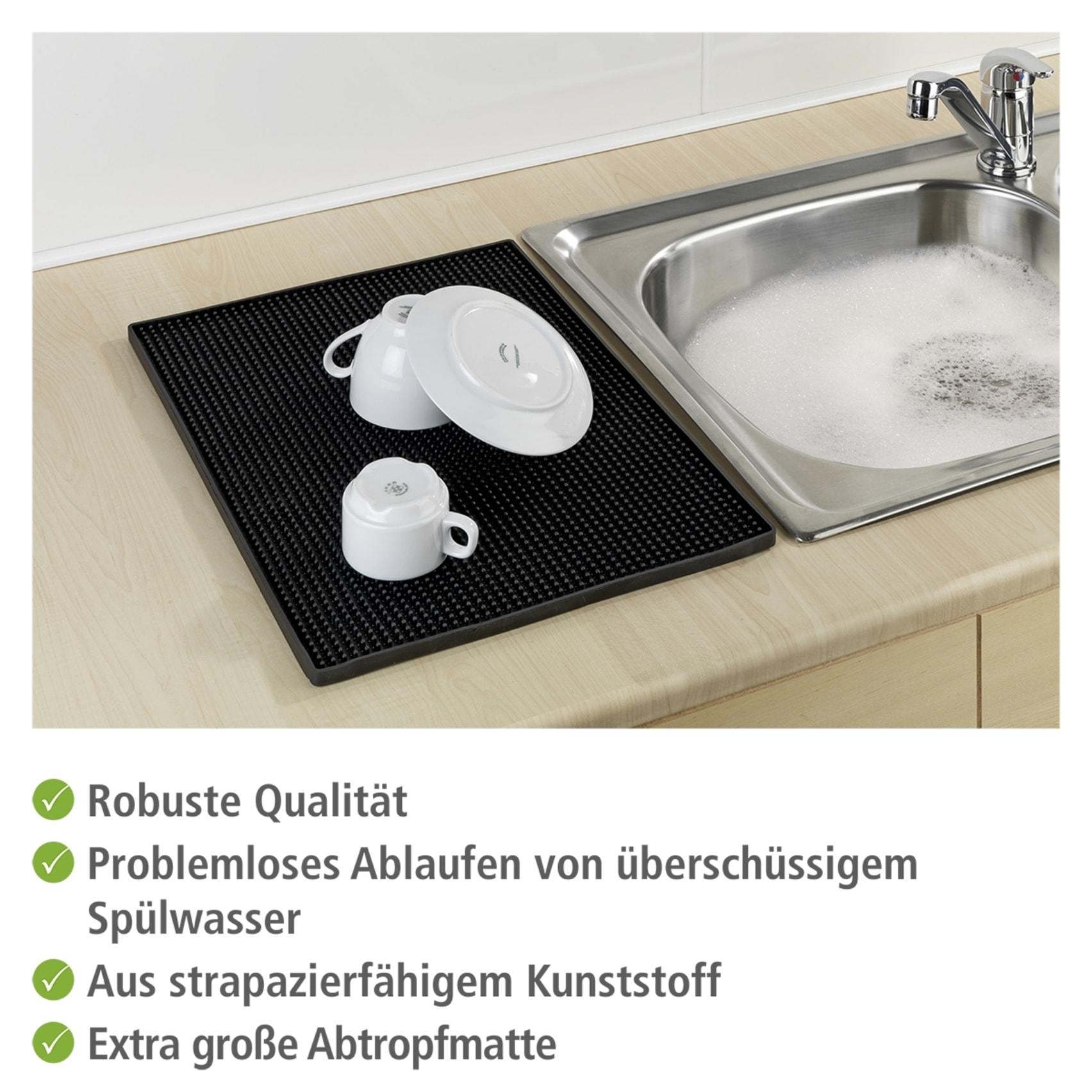 WENKO Geschirrständer »Modell Maxi«, Abtropfmatte für Geschirr mit Noppenstruktur, extra gross