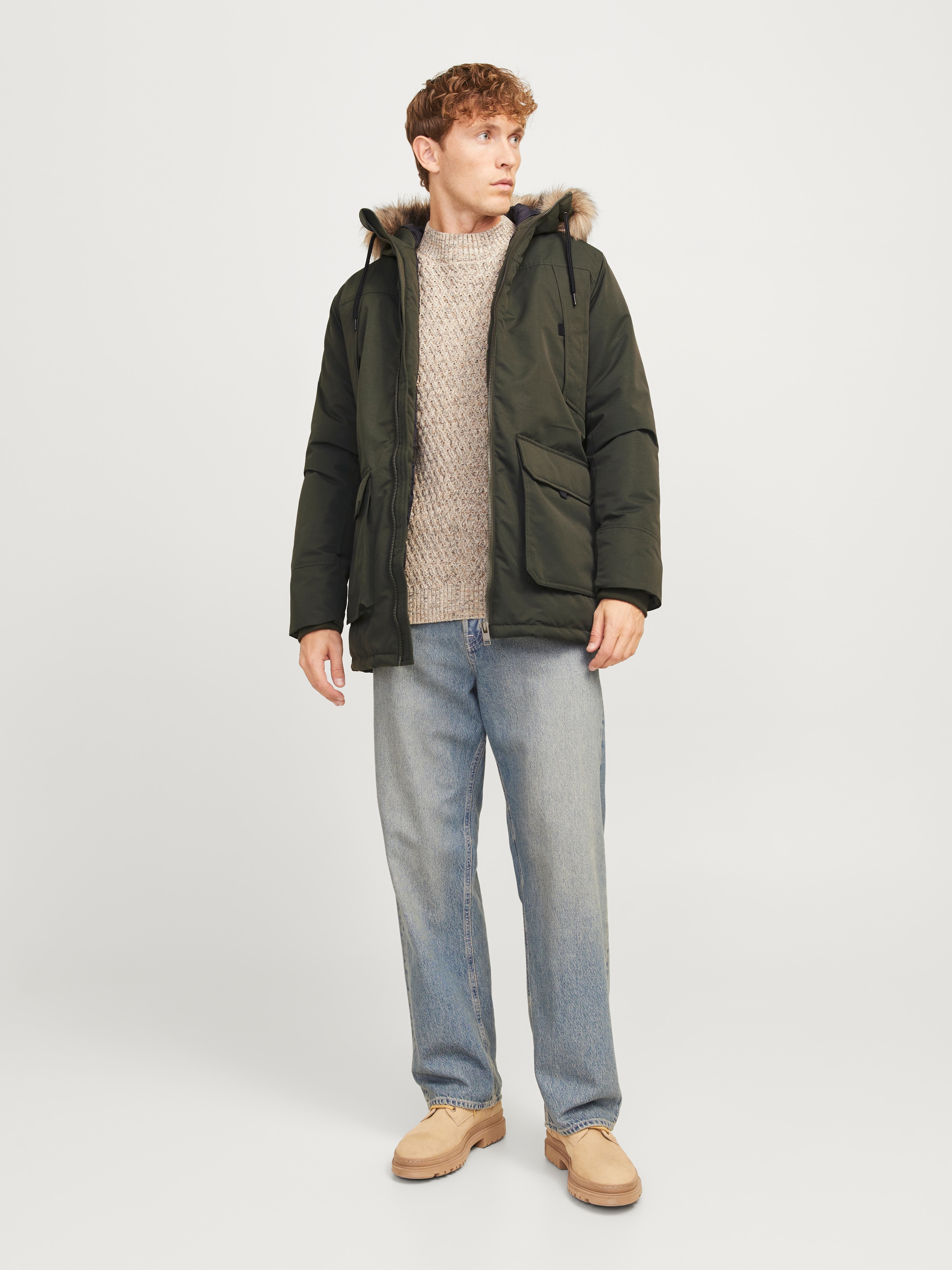 Jack & Jones Parka »JJECONSTRUCT FAUX FUR PARKA SN«, mit Kapuze