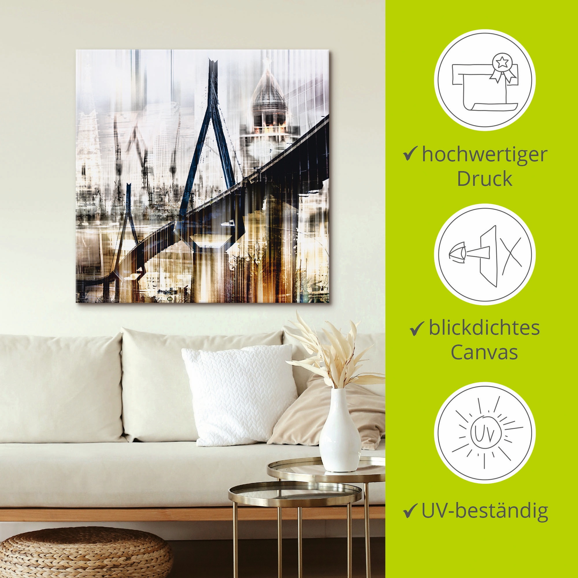 Artland Wandbild »Hamburg Skyline Collage III«, Deutschland, (1 St.), als Leinwandbild, Wandaufkleber in verschied. Grössen
