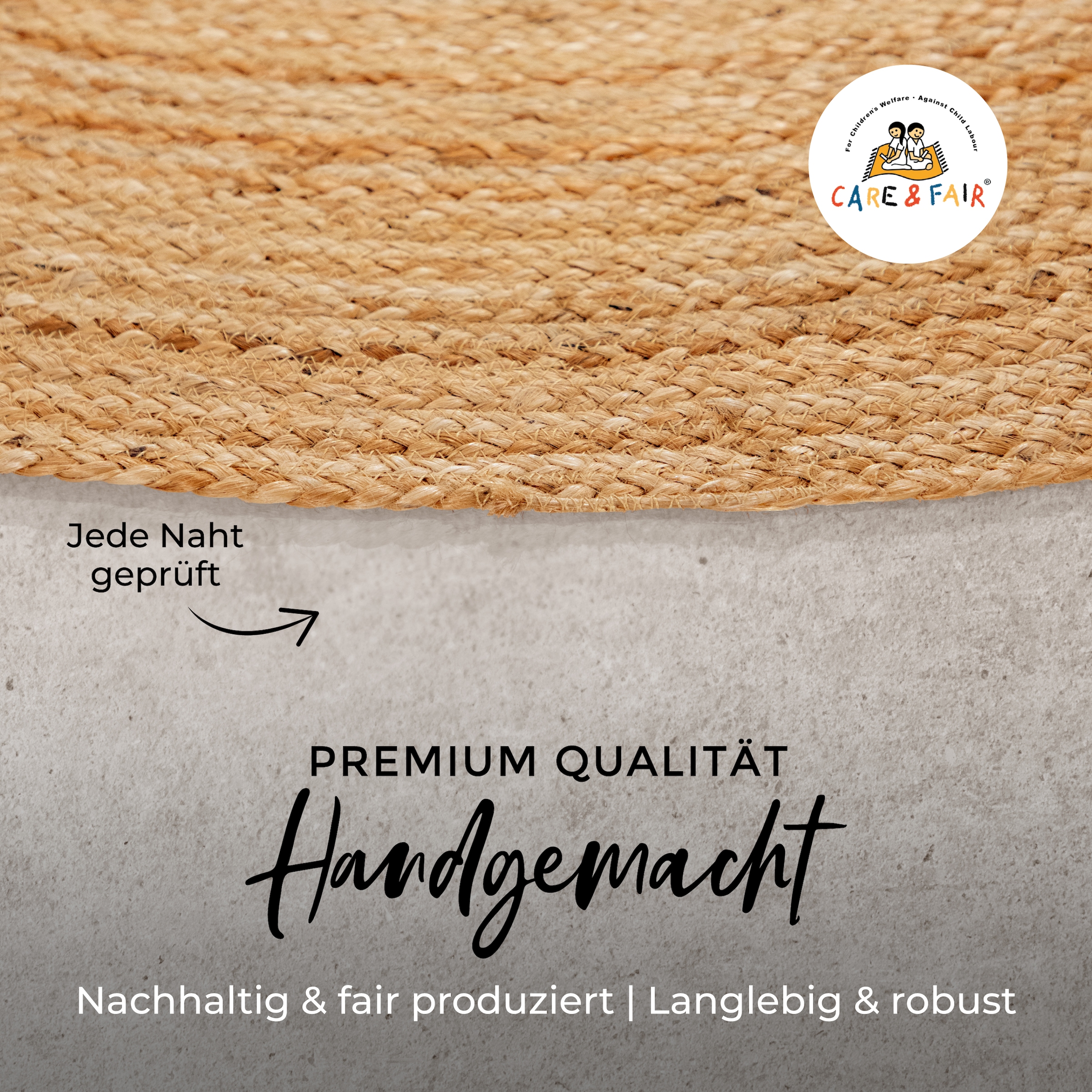 carpetfine Teppich »Nele Juteteppich Naturfaser«, rund, 6 mm Höhe, geflochtener Wendeteppich aus 100%Jute, in rund und oval, viele Grössen