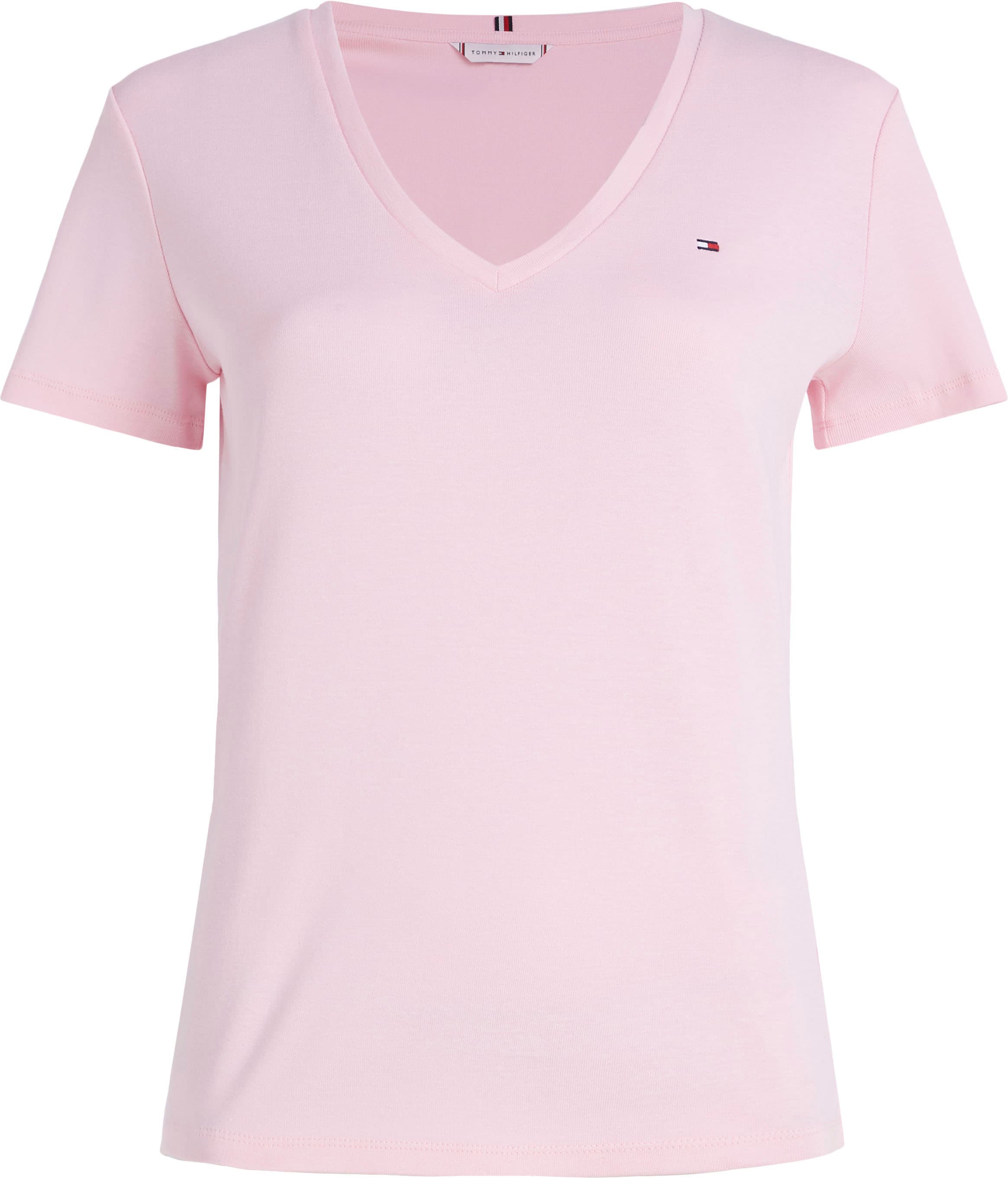 Tommy Hilfiger T-Shirt »SLIM CODY bei Jelmoli-Versand RIB mit V-NECK dezenter Logostickerei shoppen SS«, online Schweiz