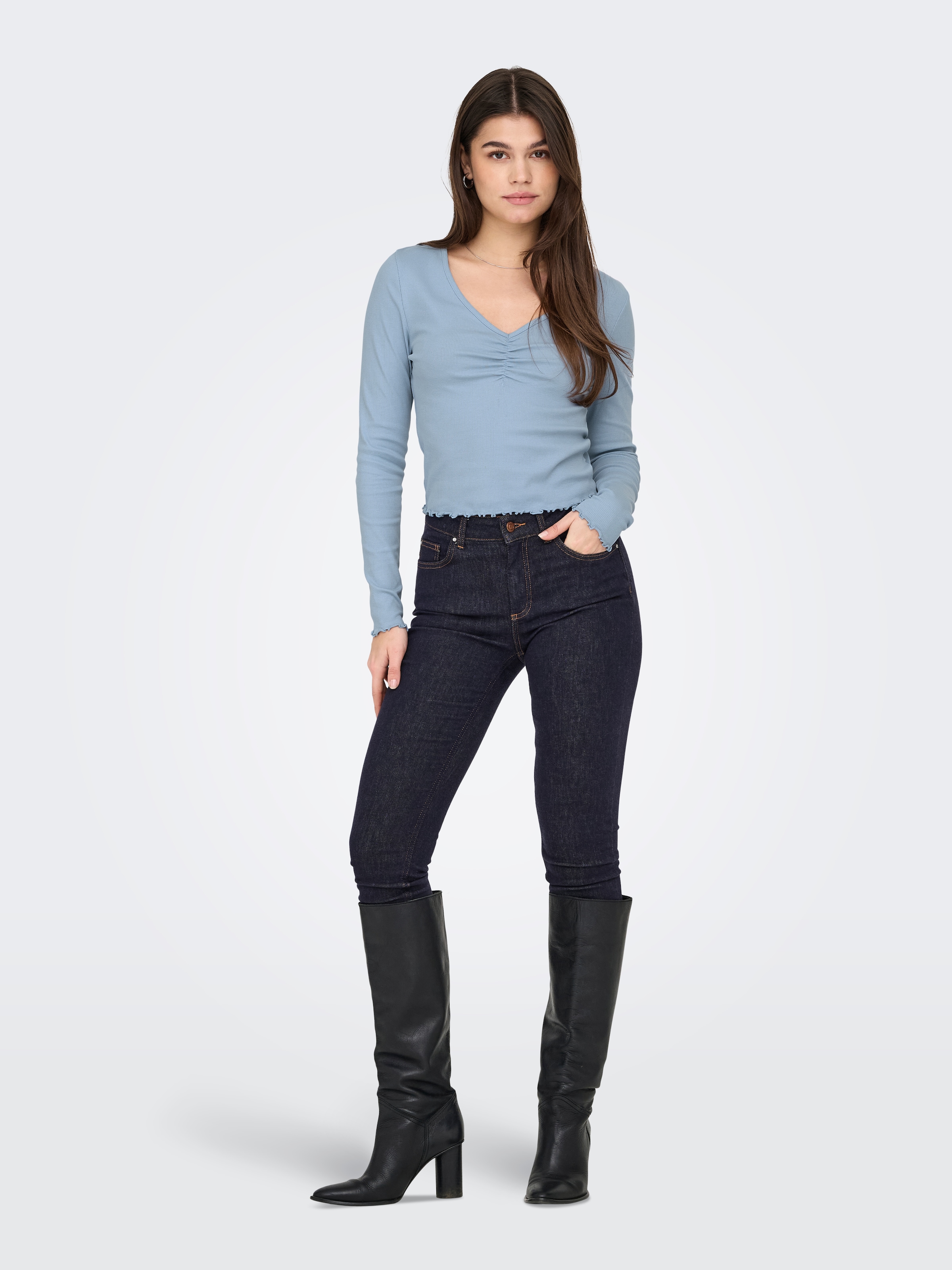 ONLY Langarmshirt »ONLBETTY L/S V-NECK TOP CC JRS«