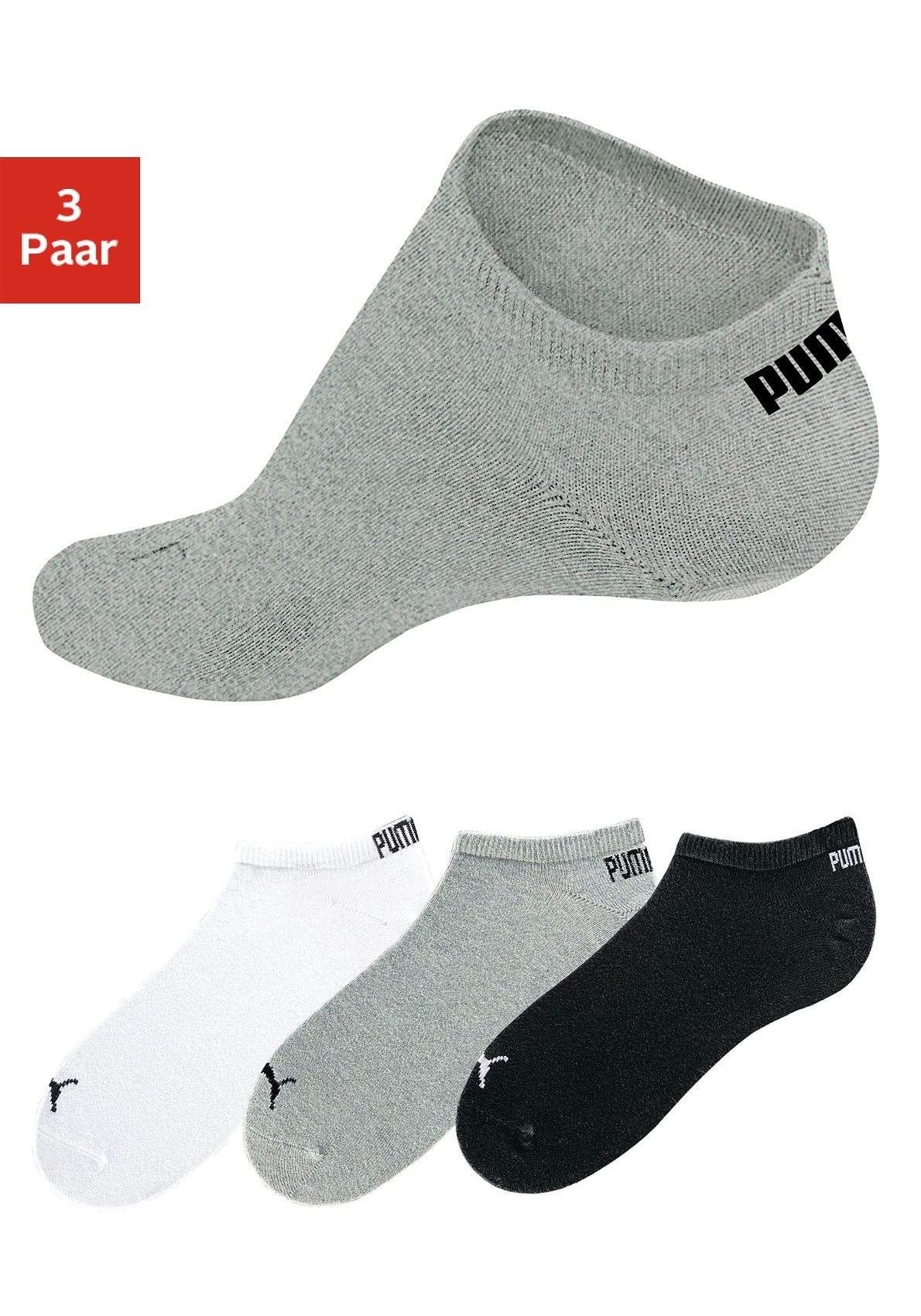 PUMA Sneakersocken »PUMA UNISEX SNEAKER PLAIN 3P« 3 Paar, 3 Stk. tlg. mit eingestricktem Markenlogo