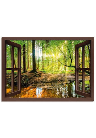 Artland Wandbild »Fensterblick - Wald mit Bach«, Wald, (1 St.), in vielen Grössen &... kaufen