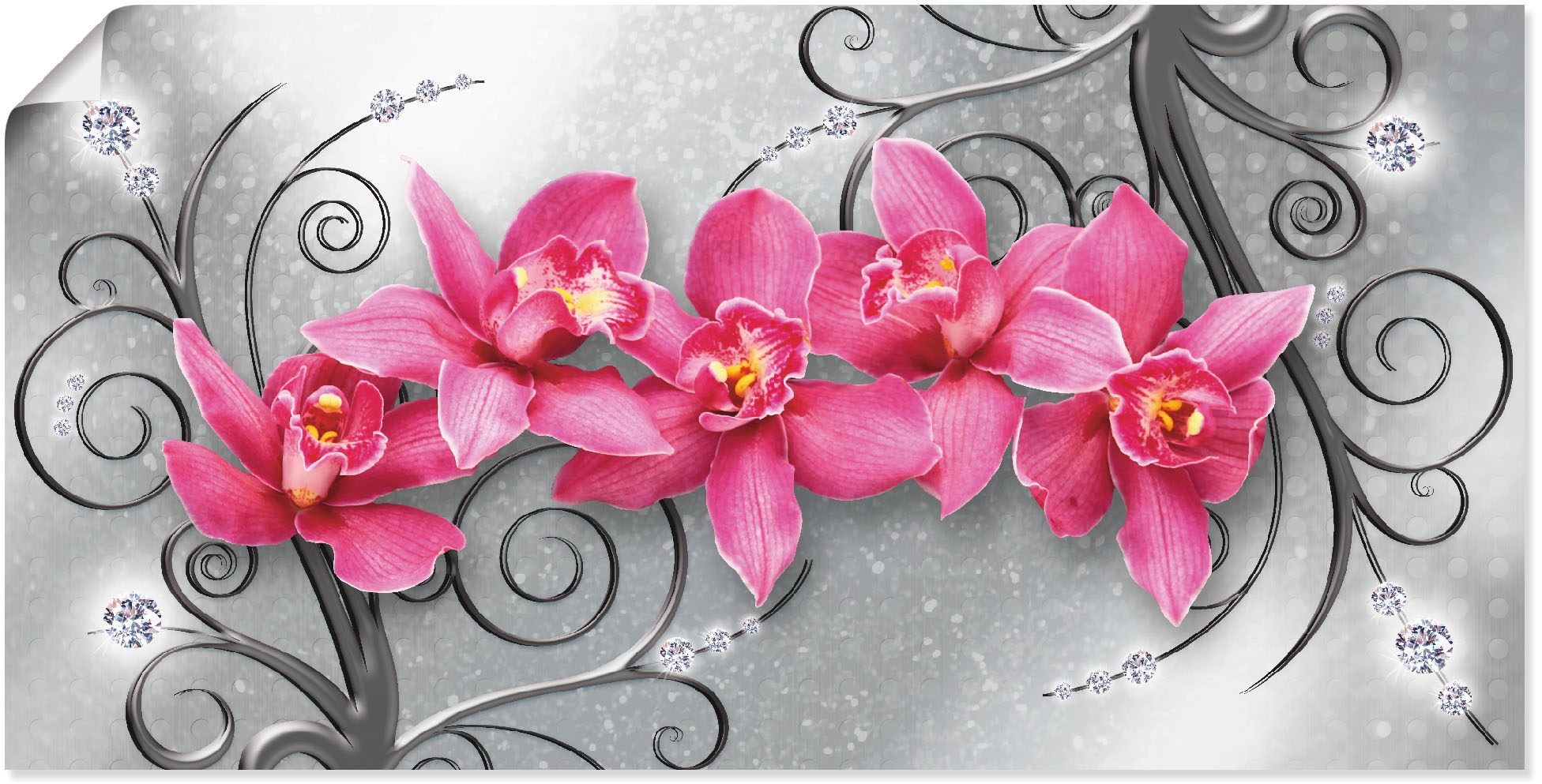 »rosa als auf kaufen Orchideen in versch. Leinwandbild, oder Alubild, online Grössen Poster (1 Wandaufkleber Wandbild Jelmoli-Versand St.), Blumenbilder, Ornamenten«, | Artland