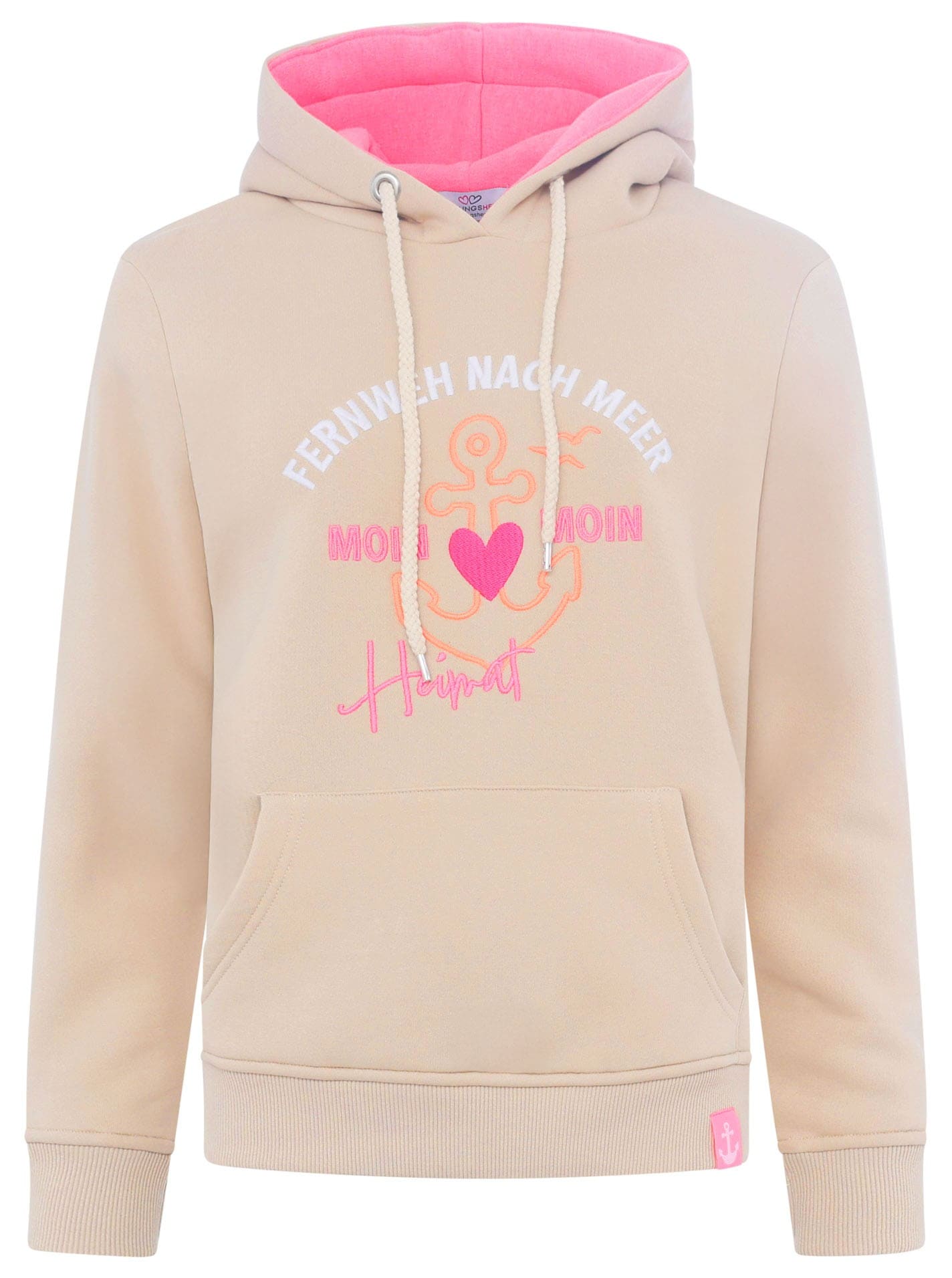 Zwillingsherz Hoodie »"Fernweh nach Meer"«, mit maritimer Stickerei, Kängurutaschen