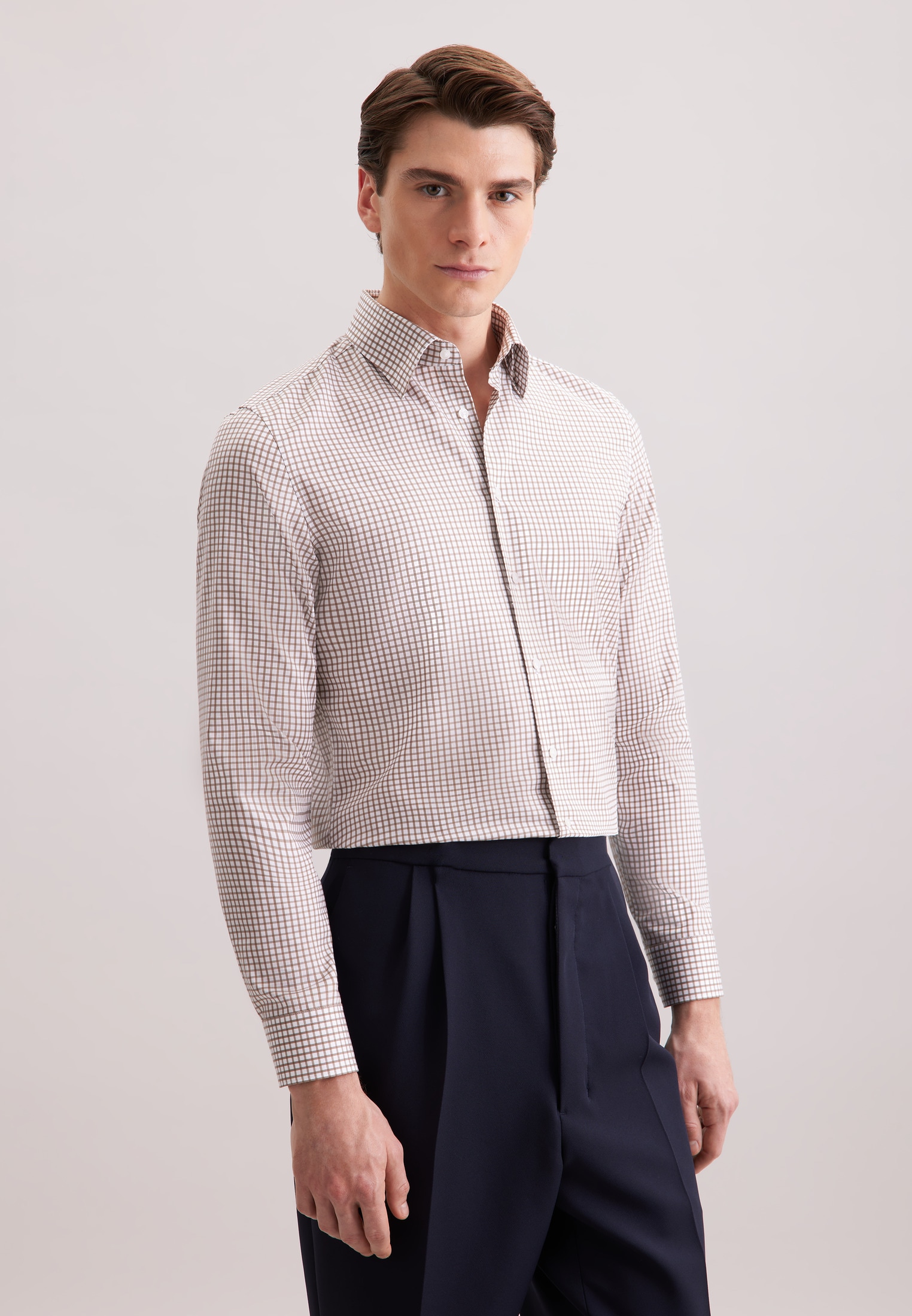 seidensticker Businesshemd »Schwarze Rose« Shaped 1/1 Covered-Button-Down-Kragen Karo