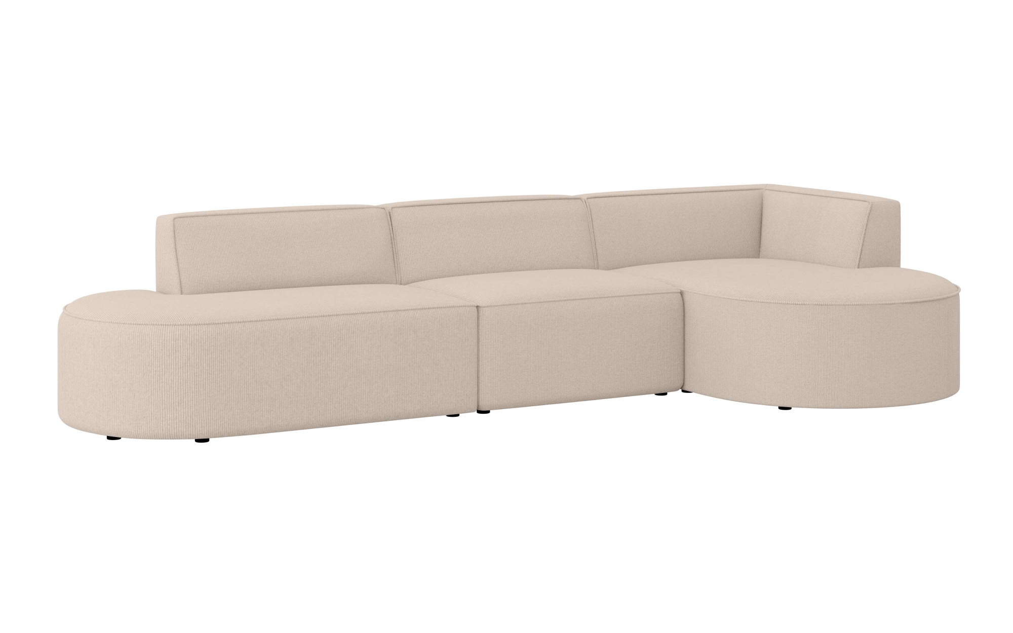 andas Ecksofa »EIVIND Designer Sofa mit Ottomane rechts/links, B/T/H: 343/159/72 cm«, L-Form mit Wellenunterfederung, auch in Feincord und Bouclé