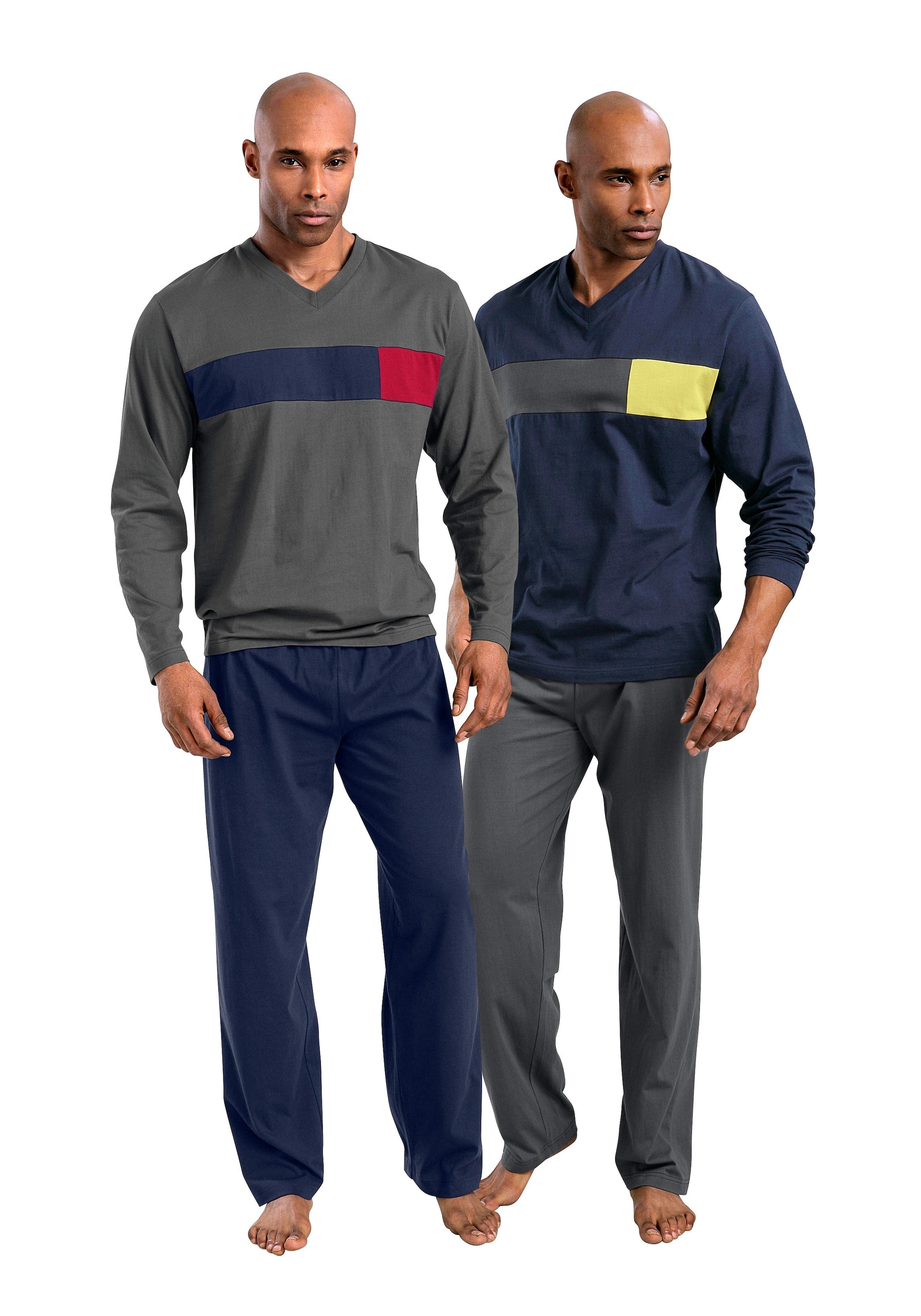 le jogger® Pyjama, (Packung, 4 mit bestellen online Stück), tlg., 2 | Jelmoli-Versand Colourblock-Einsätzen