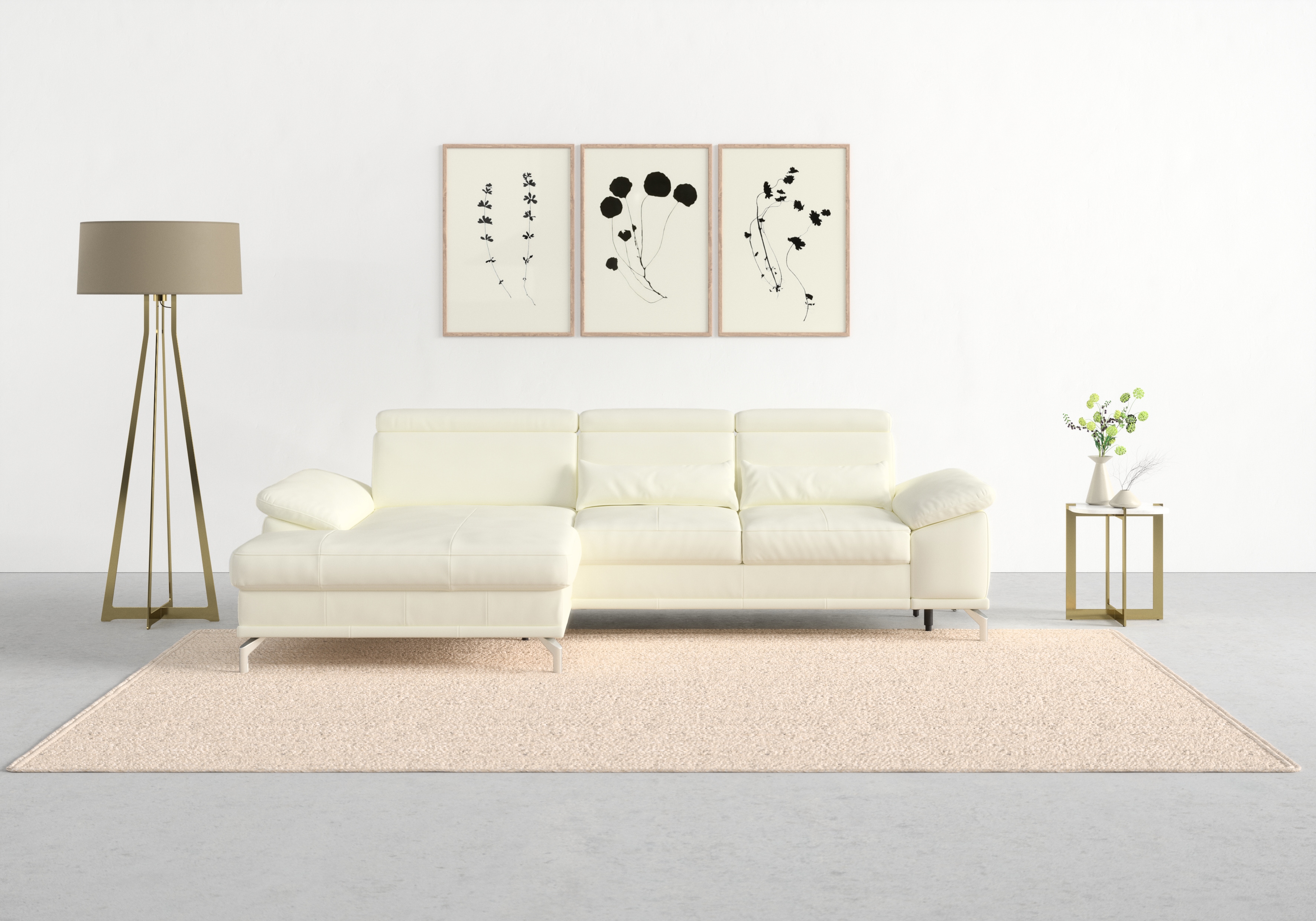 sit&more Ecksofa "Cabrio L-Form, B: 295 cm, mit Sitztiefen-, Arm- & Kopfteilverstellung" 2 Nierenkissen, Federkern, optional Schlaffunktion und Stauraum