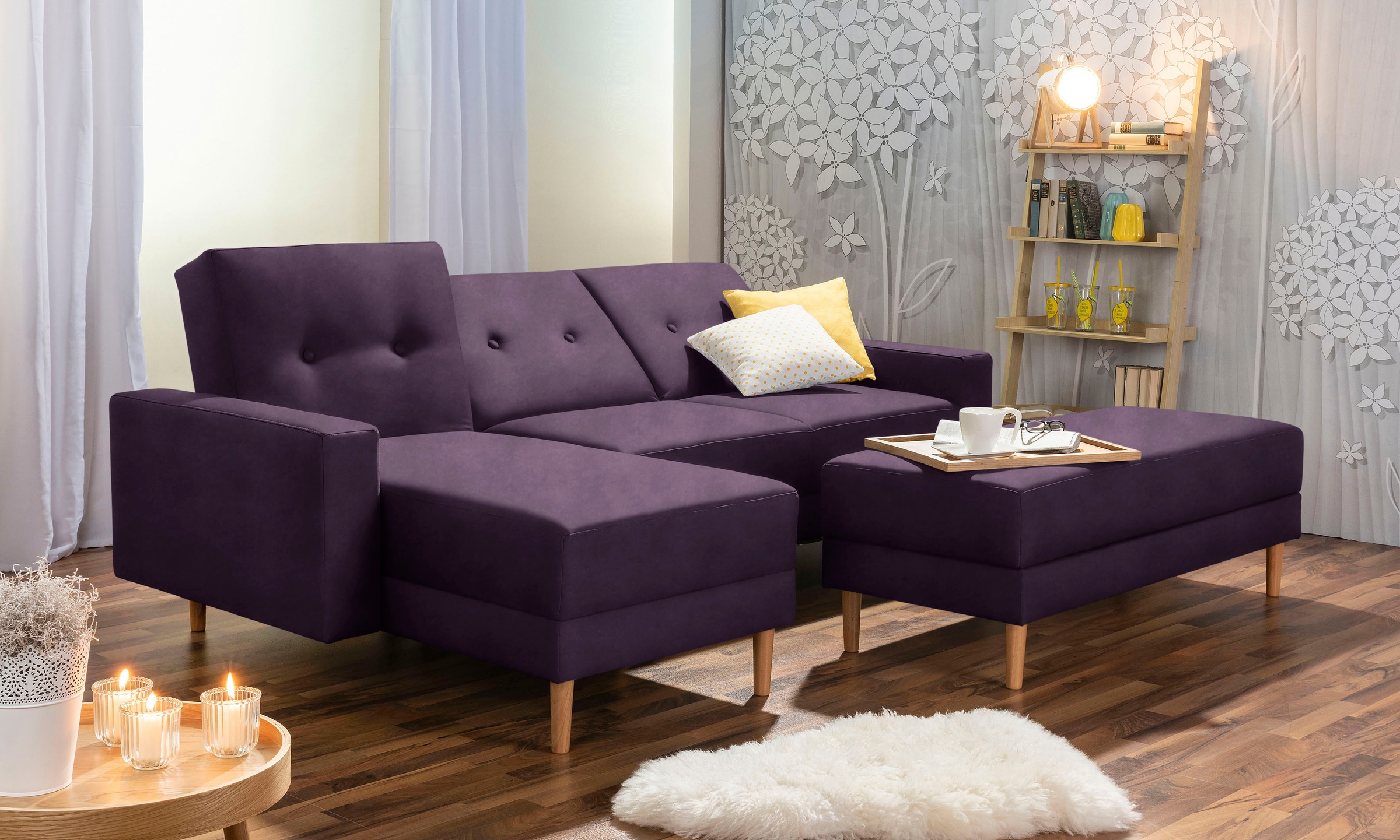 Max Winzer® Ecksofa »Just Chill«, Schlafsofa mit Recamiere, Rückenverstellung, inklusive Stauraumhocker