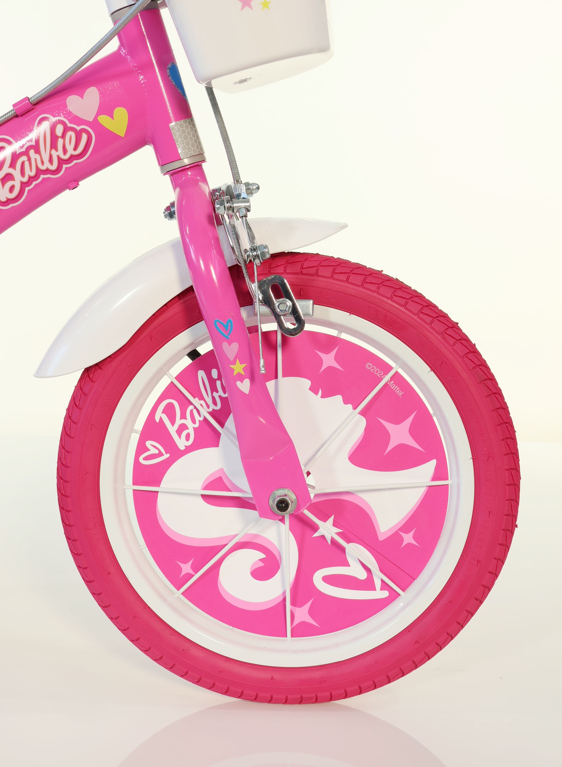 Dino Bikes Girl's Barbie Kids Bike with Stabilisers - 14" Wheels in Pink