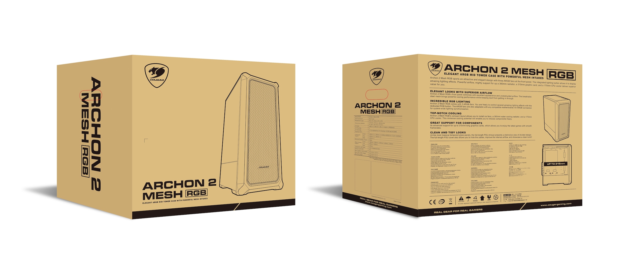 Cougar PC-Gehäuse »Archon 2 Mesh RGB, Mid Tower, Weiss«