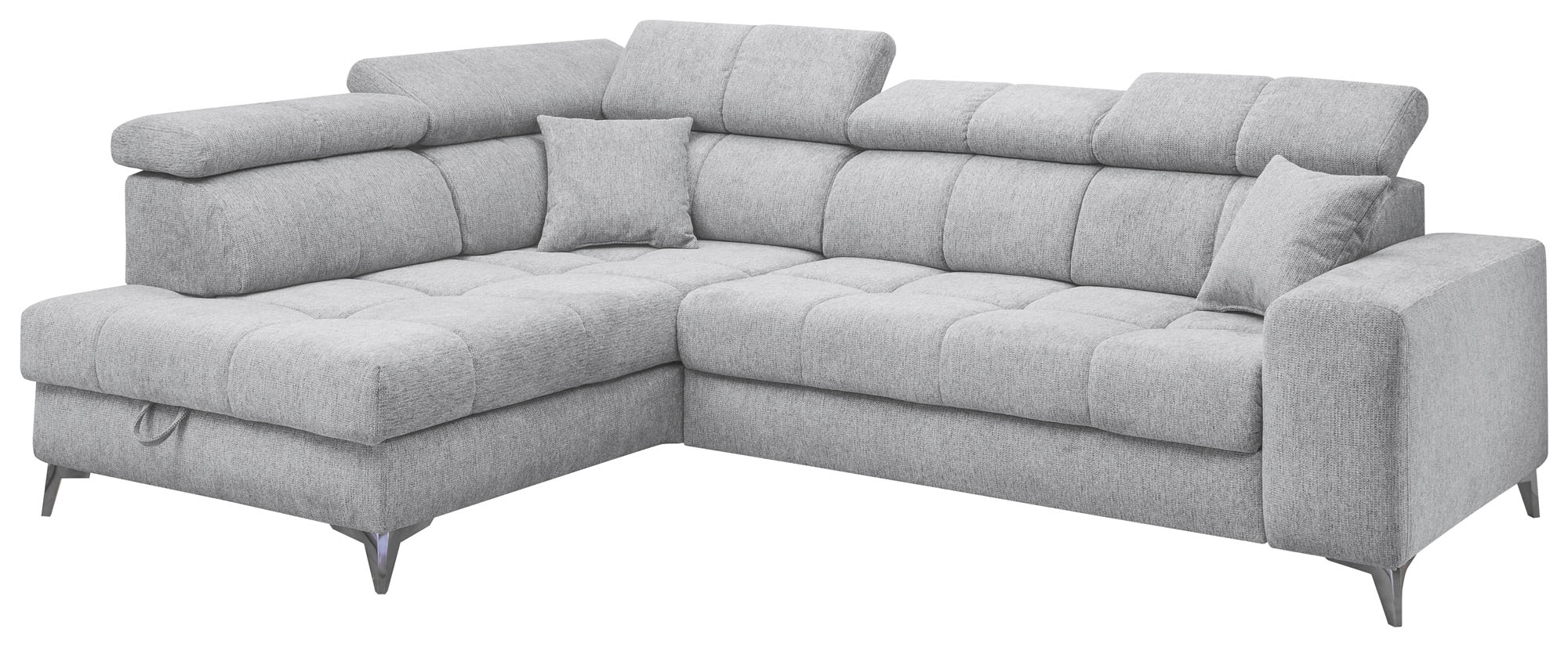 ED EXCITING DESIGN Ecksofa »Sydney L-Form mit Bettfunktion, Bettkasten, Kopfteilverstellung«, motorischer Sitztiefenverstellung, USB-Port & 2 Zierkissen