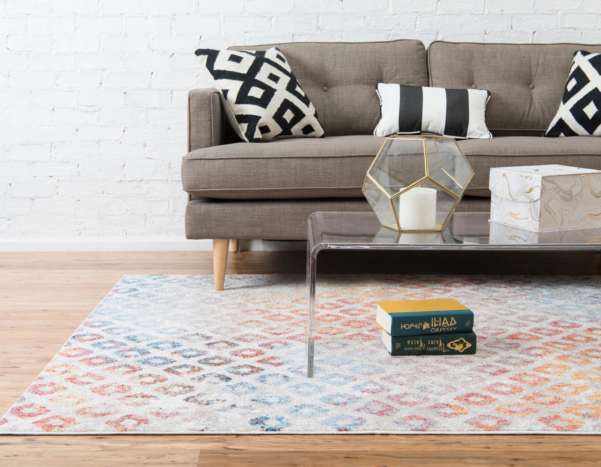 Myflair Möbel & Accessoires Teppich »Coloured Lagerräumung«, rechteckig, 8 mm Höhe, Kurzflor, gewebt, modernes Design, buntes Rauten Muster