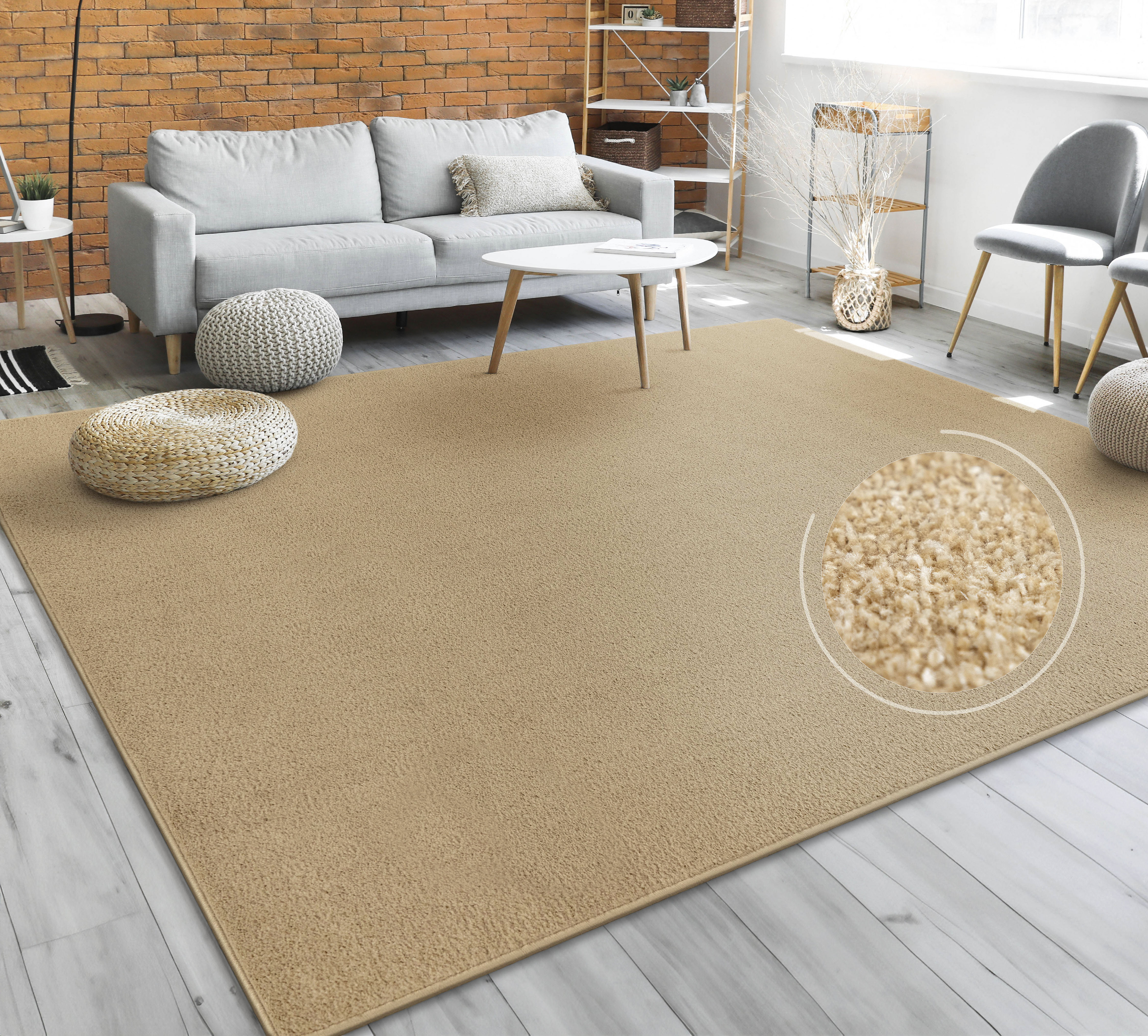 Paco Home Teppich »Porto 890« rechteckig 13 mm Höhe Kurzflor, Uni-Farben, ideal im Wohnzimmer & Schlafzimmer