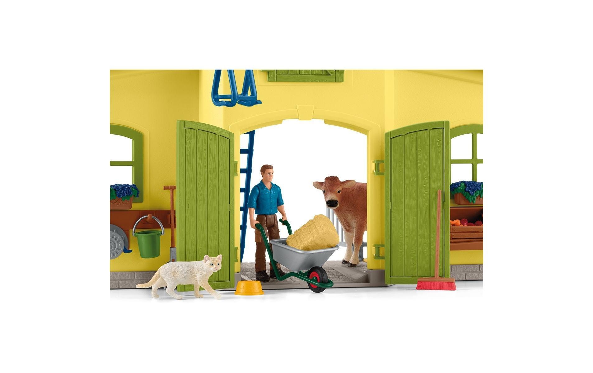 Schleich® Spielfigur »Farm World Stall mit Tieren und Zubehör«